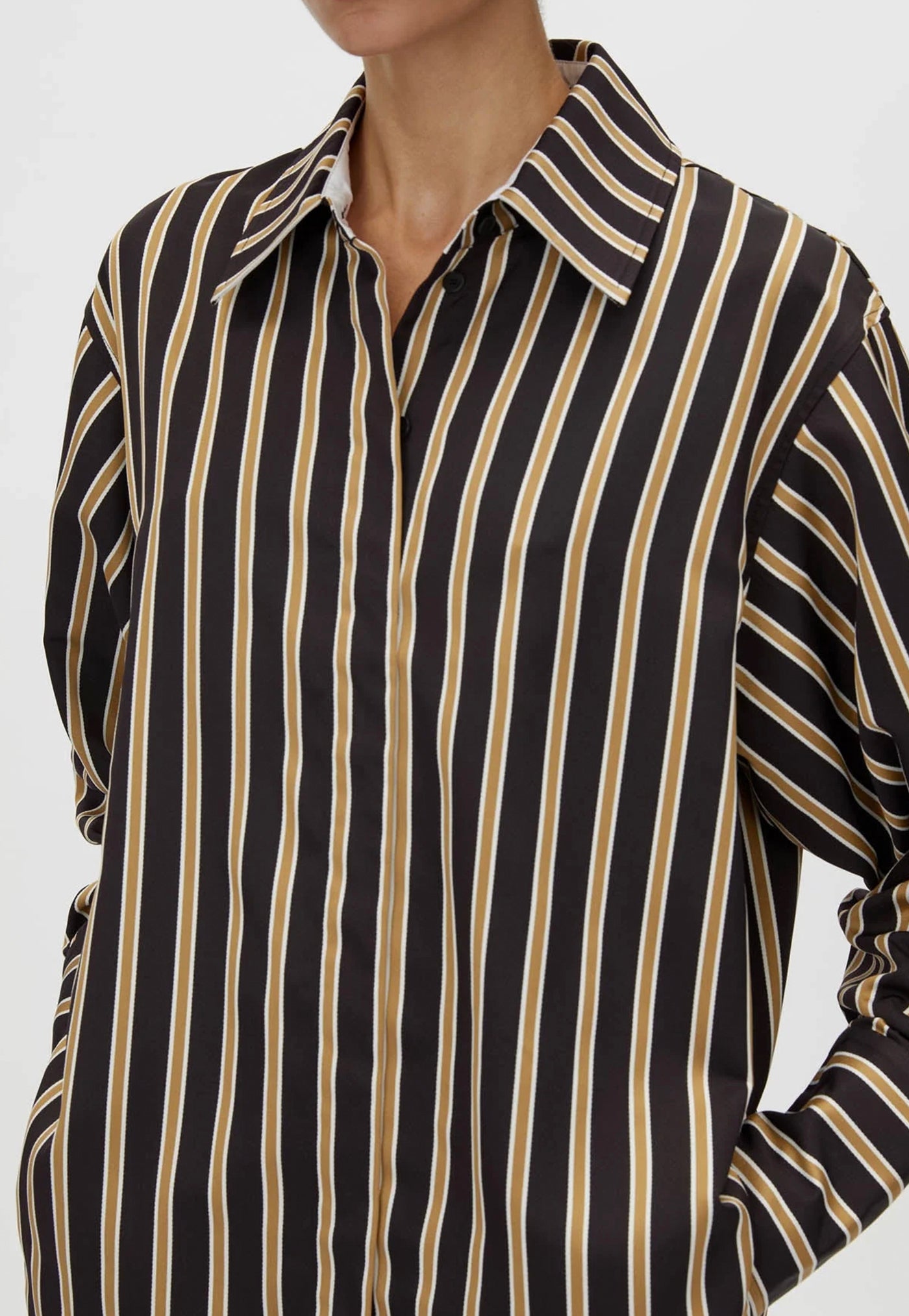 Novella Shirt - Black/Bronze Stripe