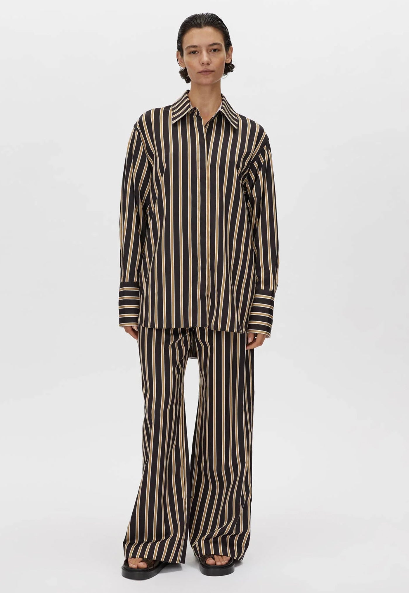 Novella Shirt - Black/Bronze Stripe