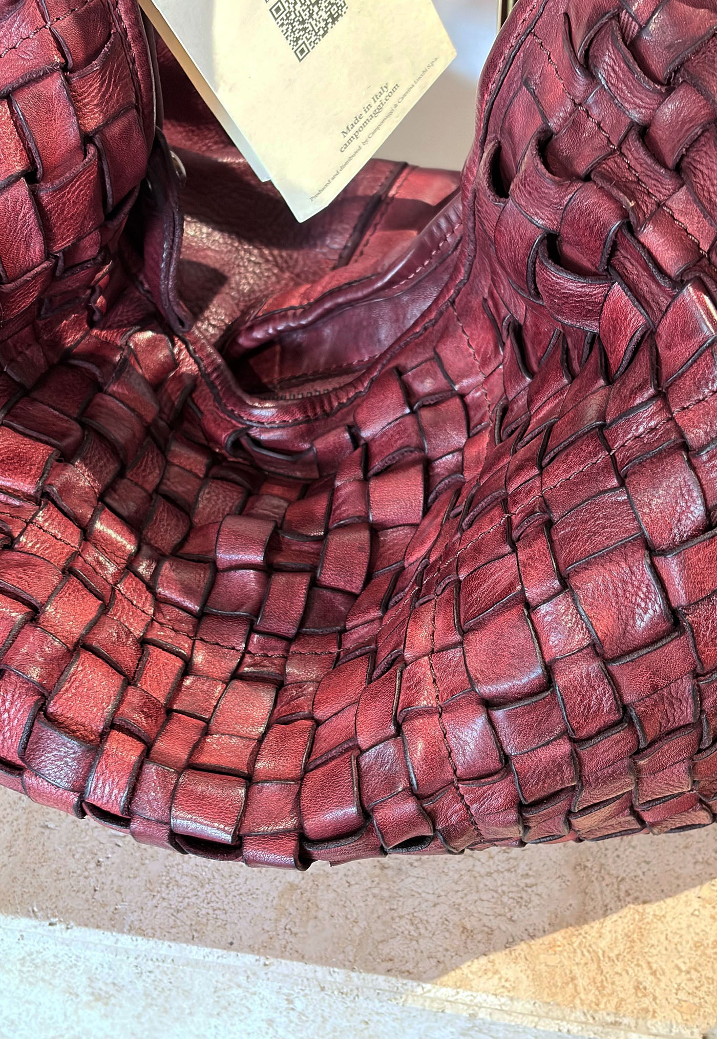 Atena Woven Shoulder Bag - Wine