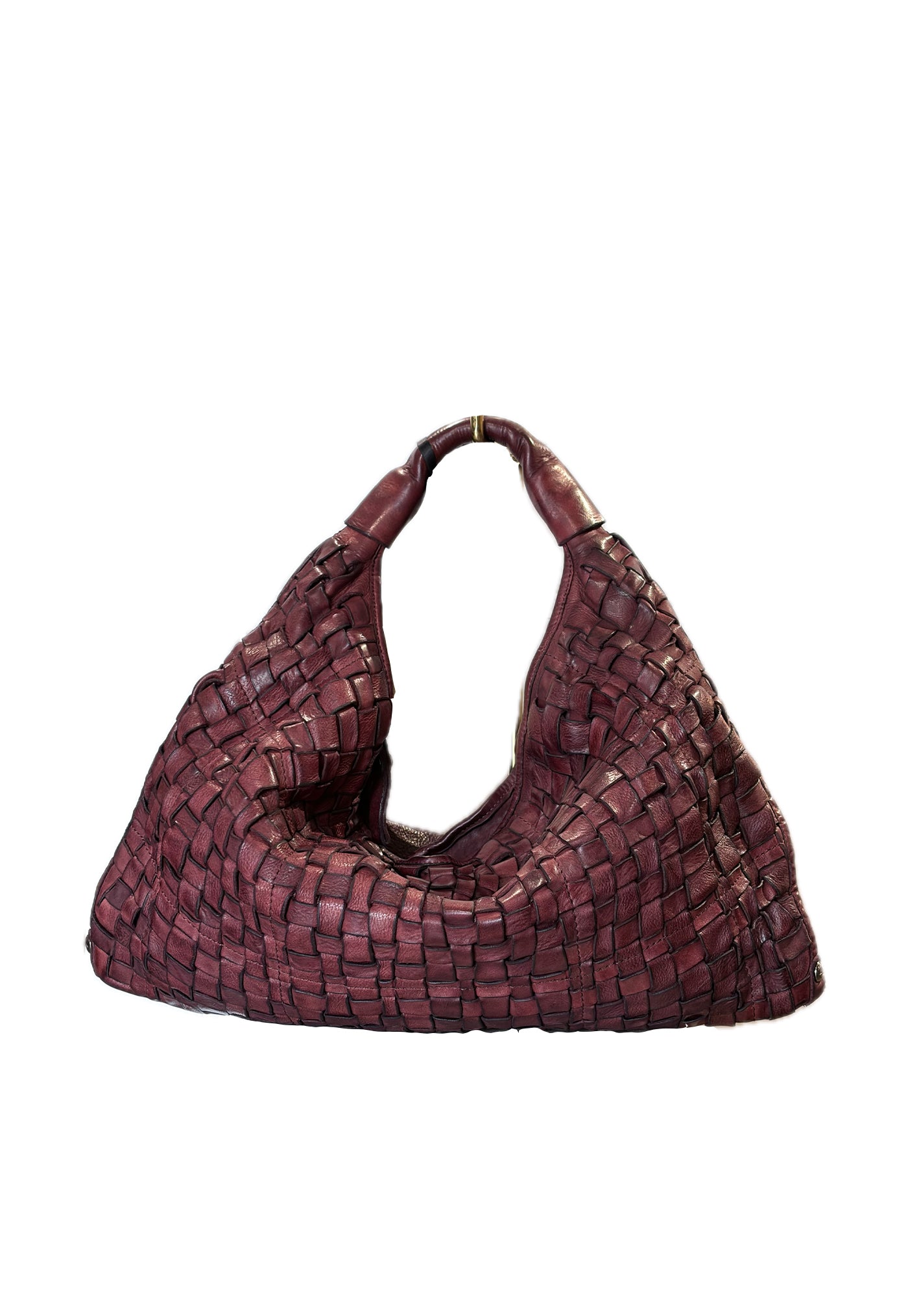 Atena Woven Shoulder Bag - Wine