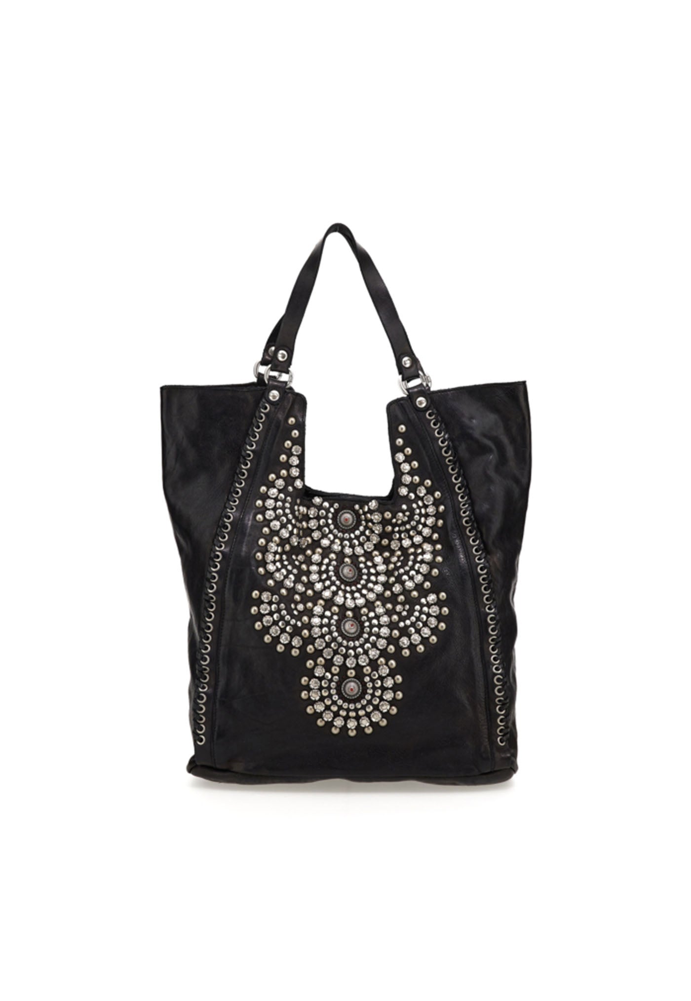 Camelia Studded Shopping Bag - Black