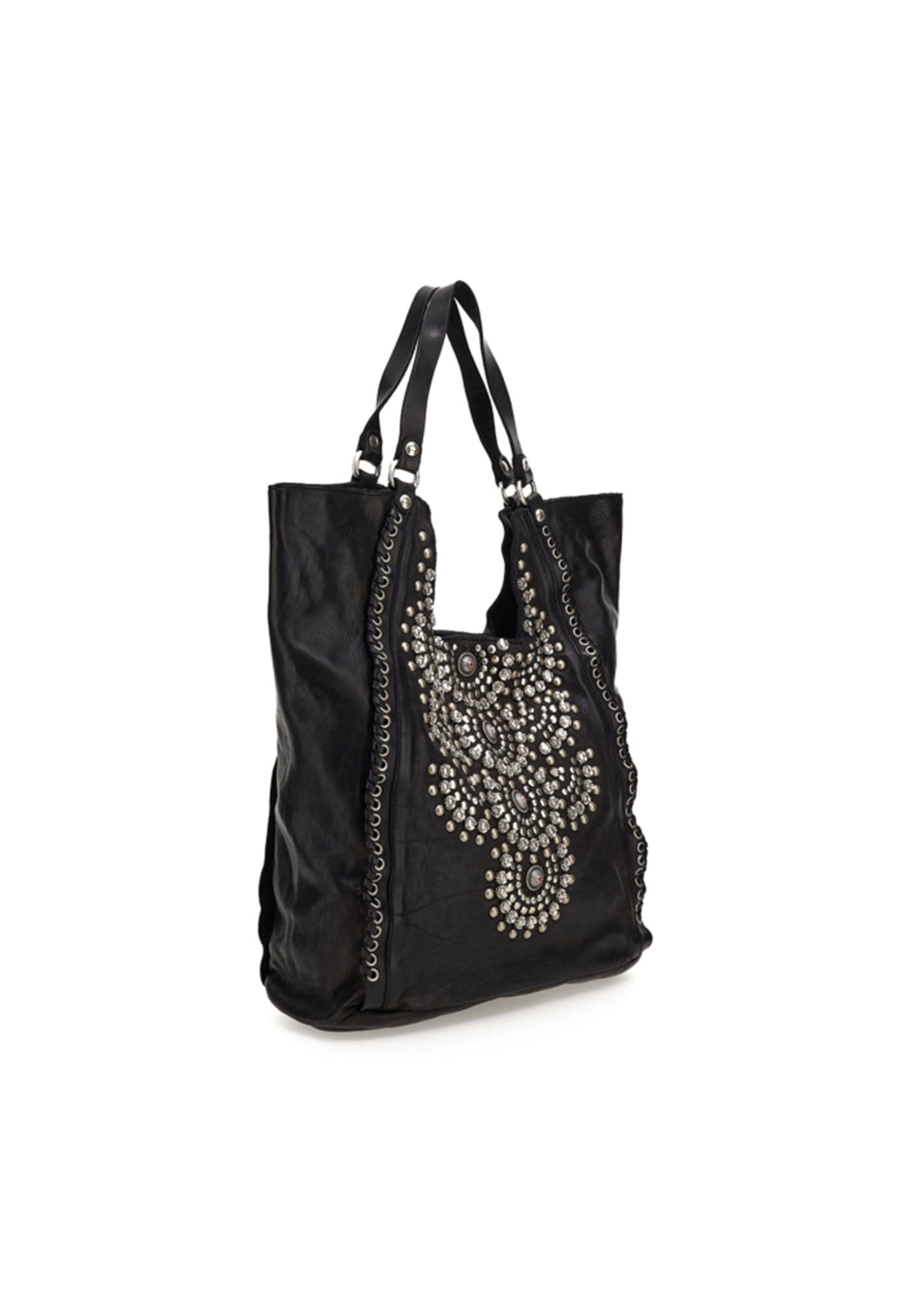 Camelia Studded Shopping Bag - Black