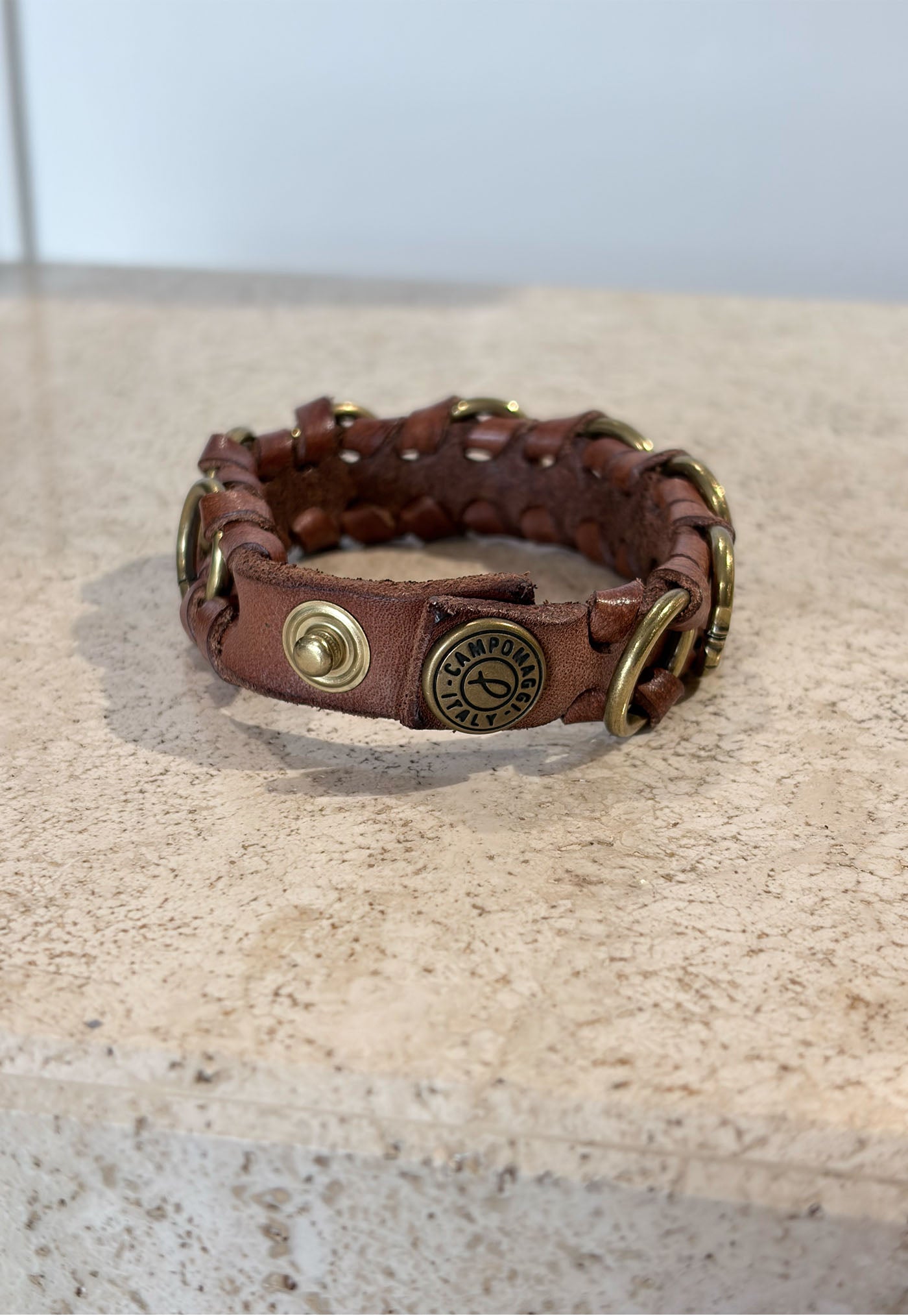 O Ring Studded Bracelet - Cognac