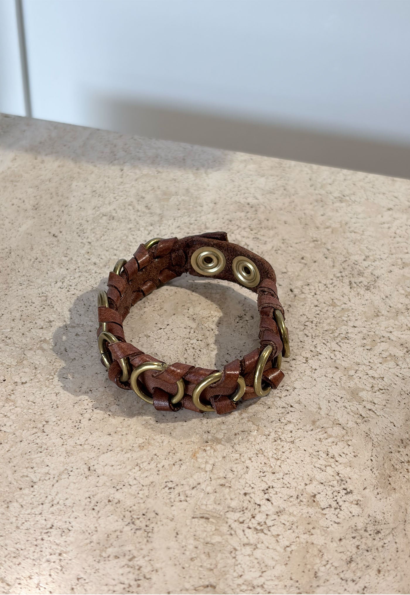 O Ring Studded Bracelet - Cognac