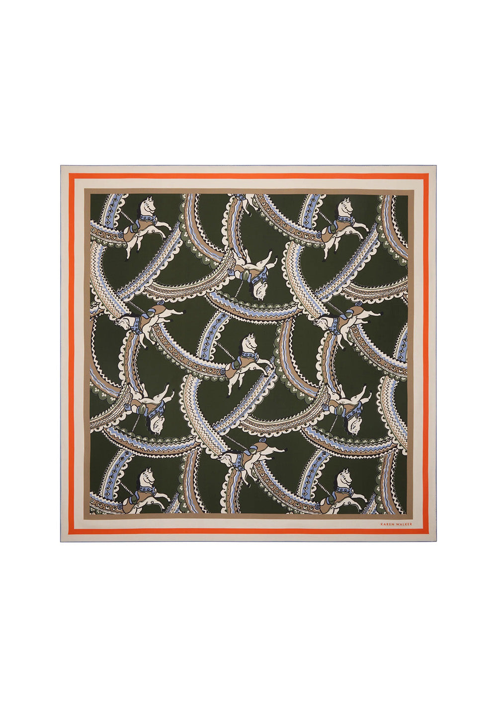 Carousel Classic Silk Scarf - Olive Multi