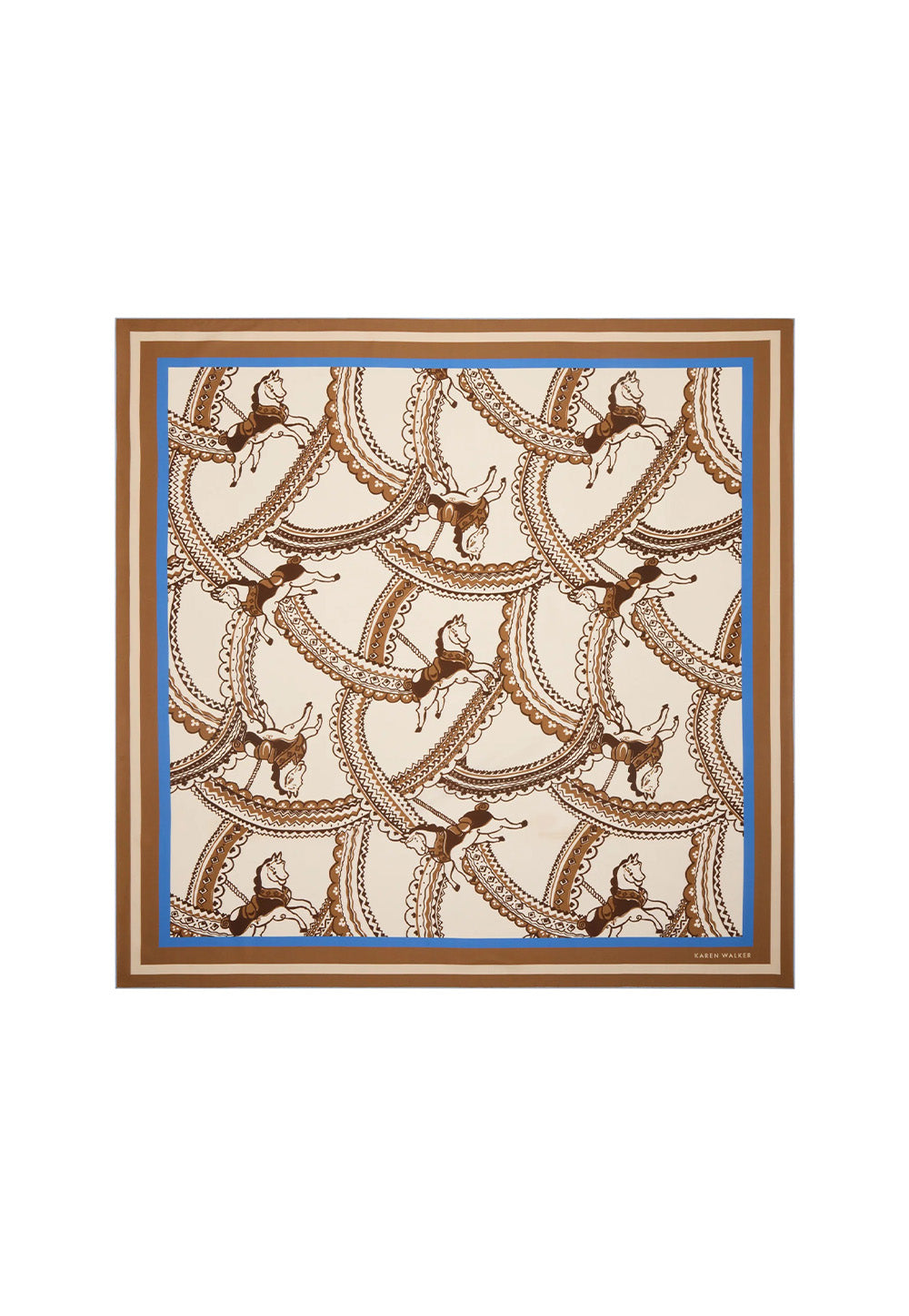 Carousel Classic Silk Scarf - Cream Multi