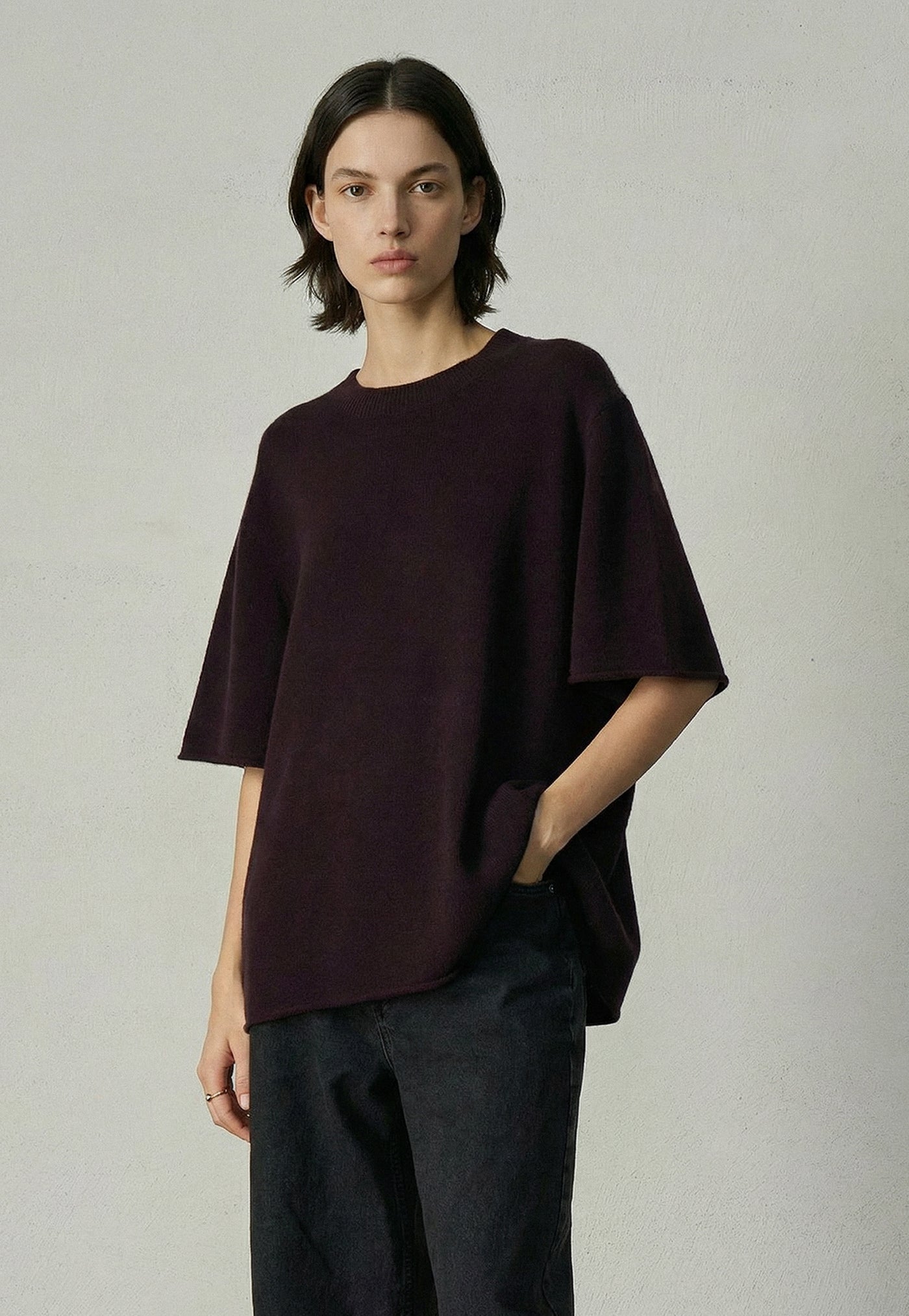 490 Cashmere Blend Super Big T - Merlot