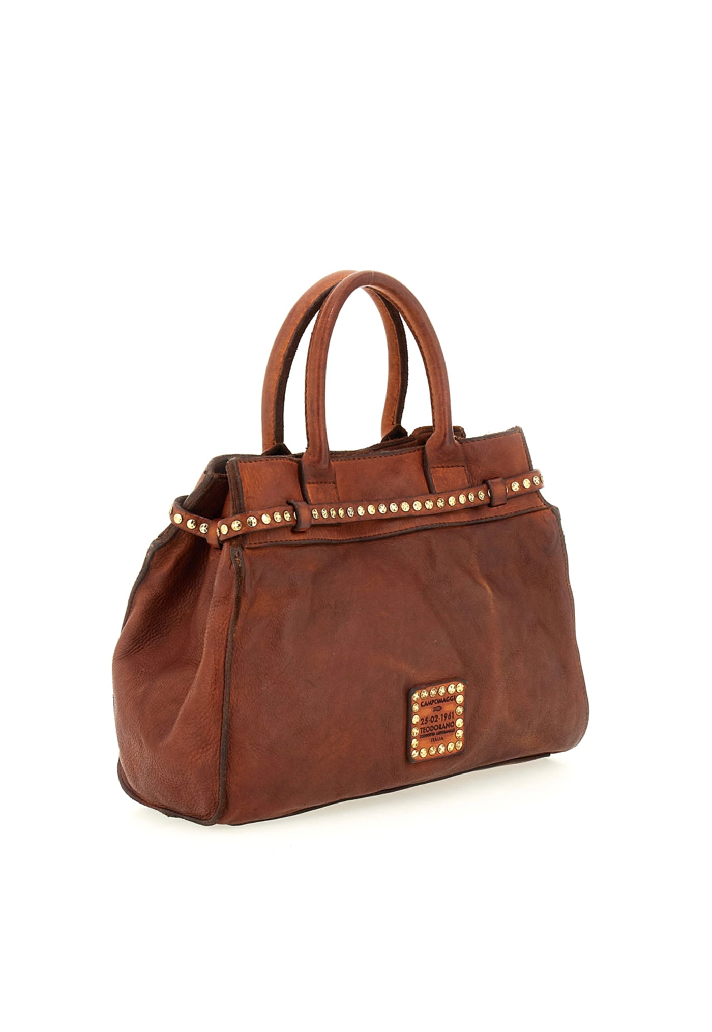 Kura bag w Rivets - Cognac