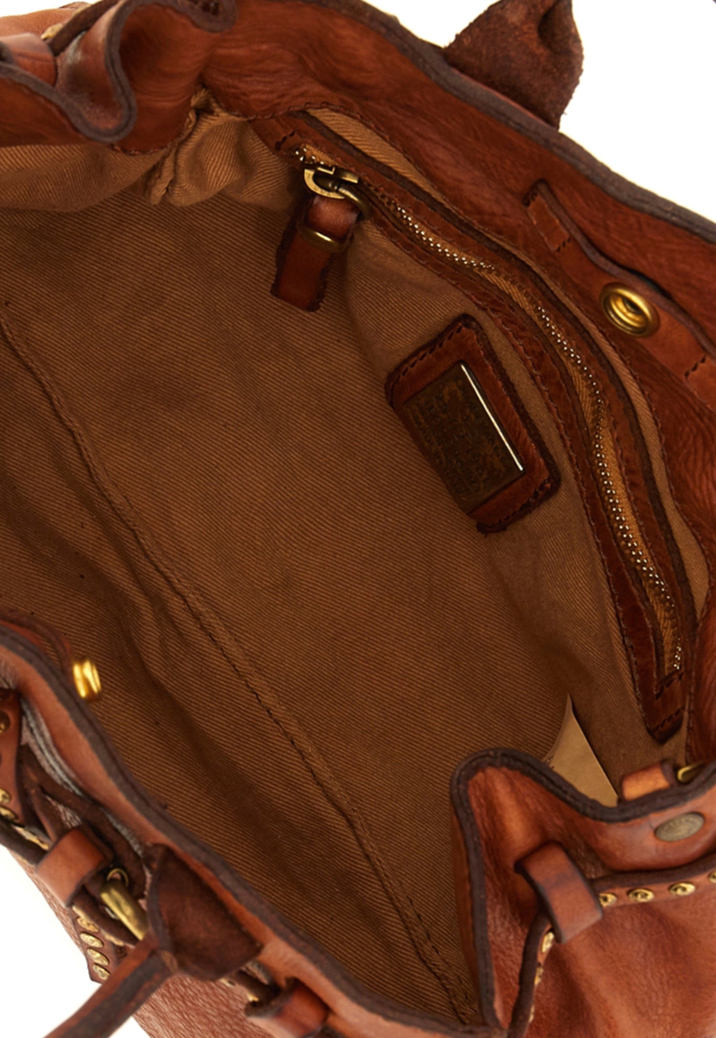 Kura bag w Rivets - Cognac