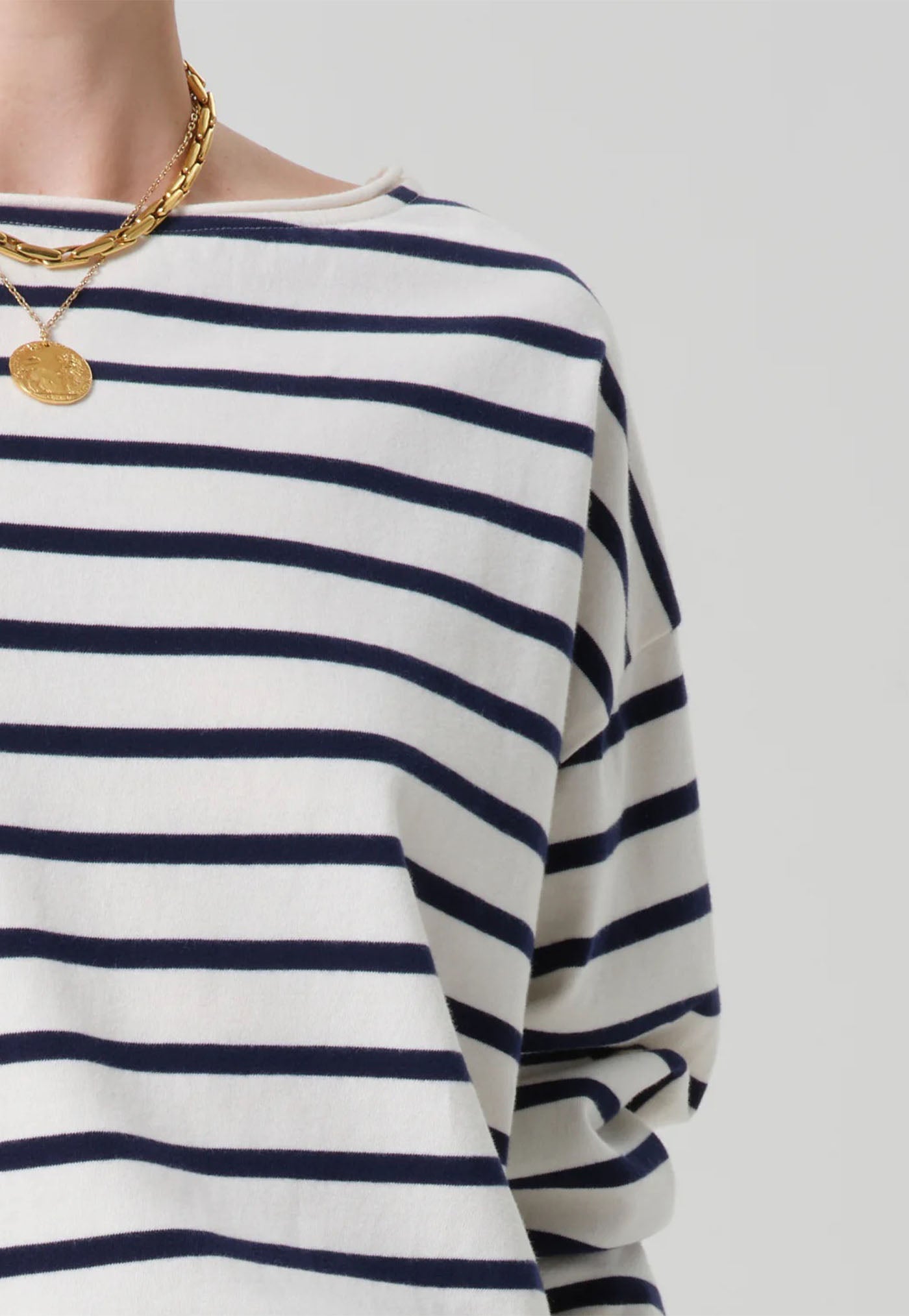Boat Neck Long Sleeve - Marine Stripe