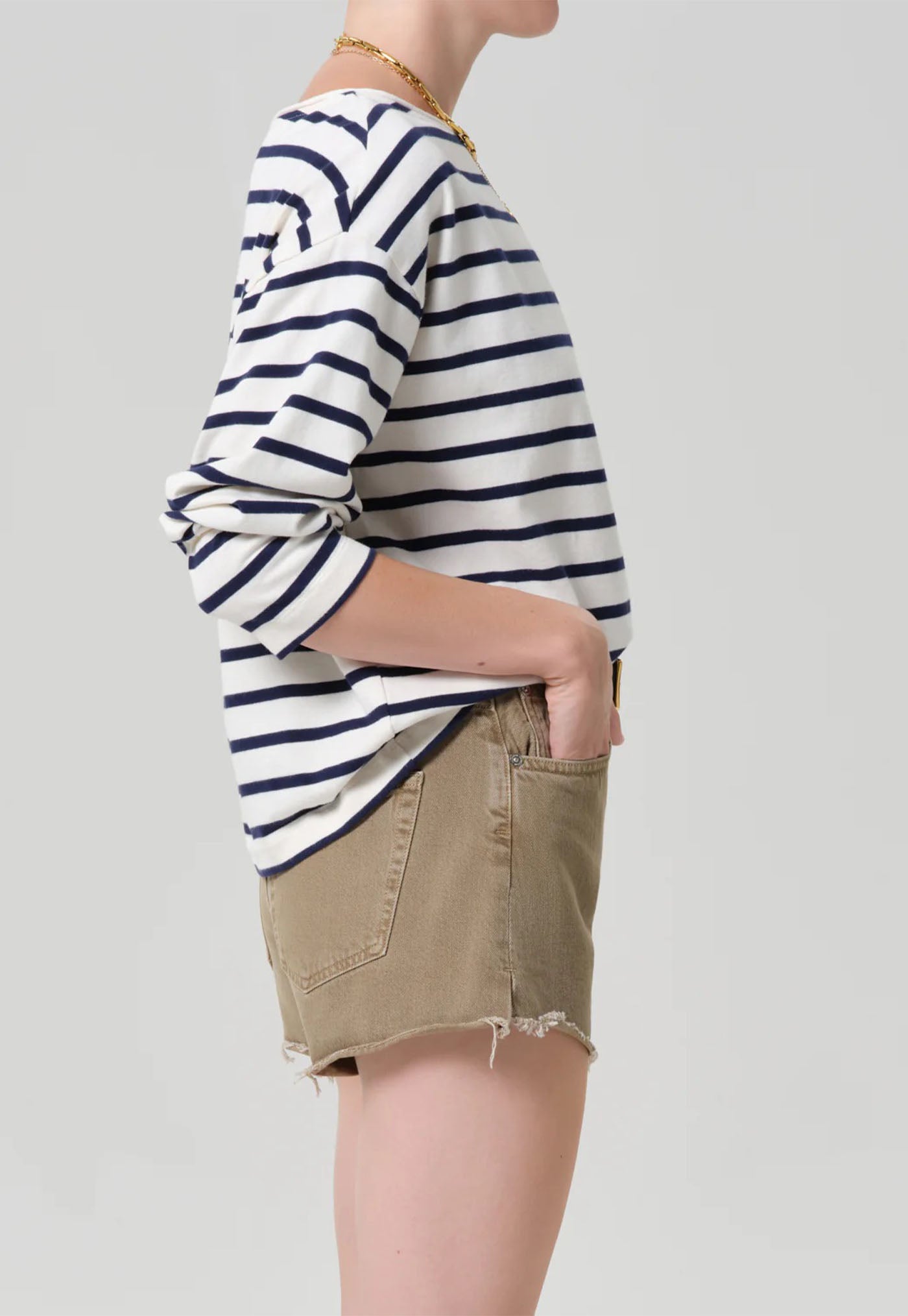 Boat Neck Long Sleeve - Marine Stripe