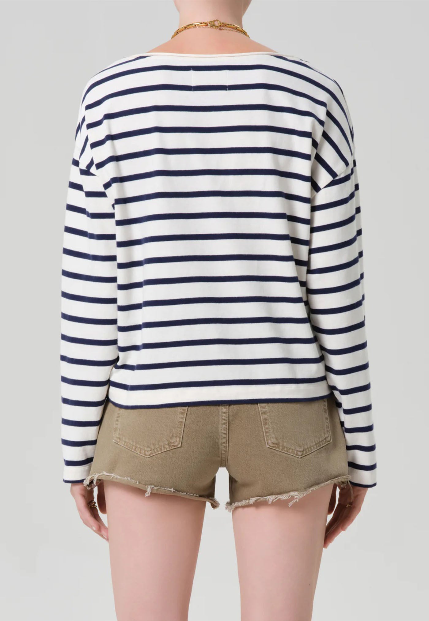 Boat Neck Long Sleeve - Marine Stripe