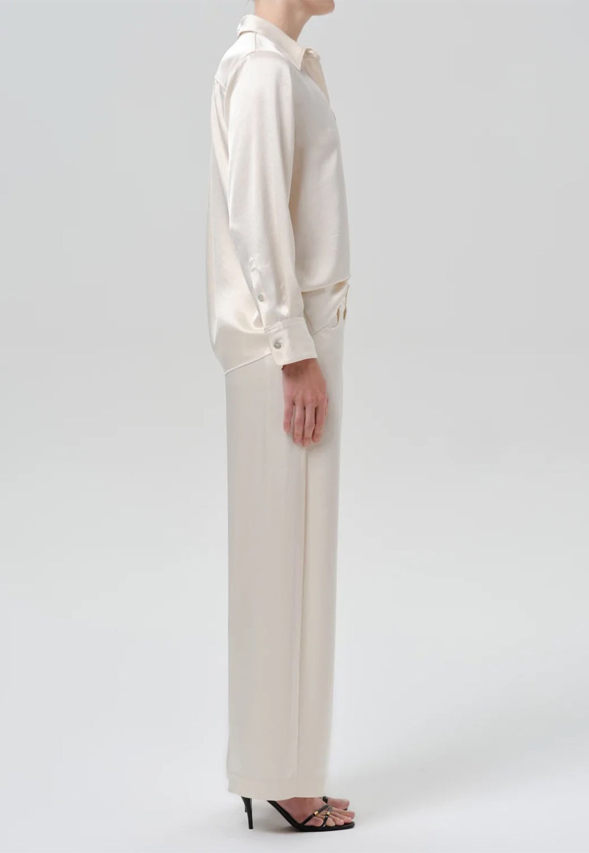 Brynn Japanese Hammered Satin Trouser - Cream