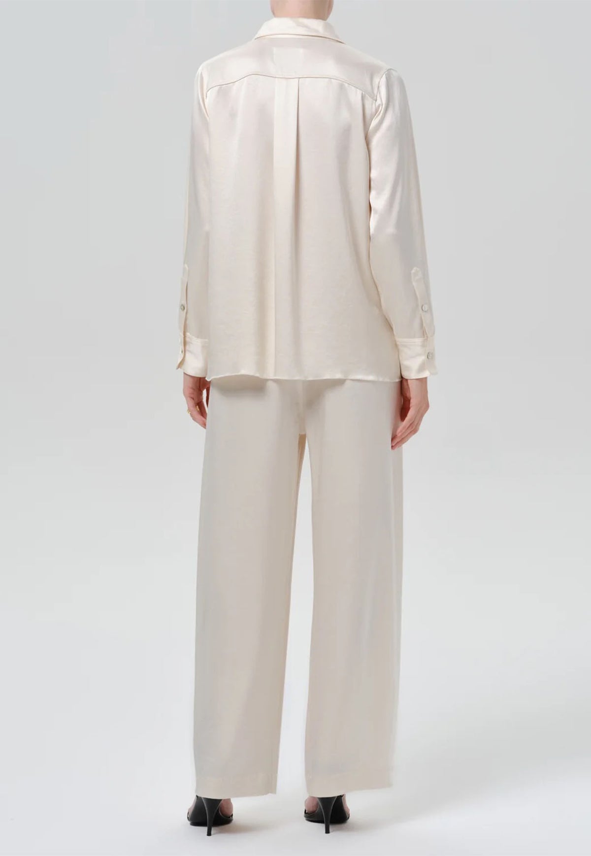 Brynn Japanese Hammered Satin Trouser - Cream