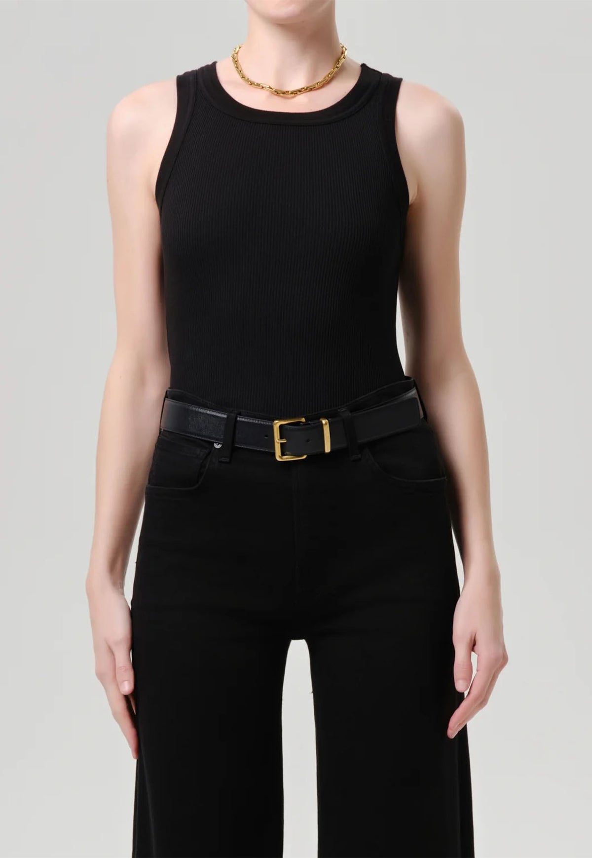 Isabel Rib Tank - Black