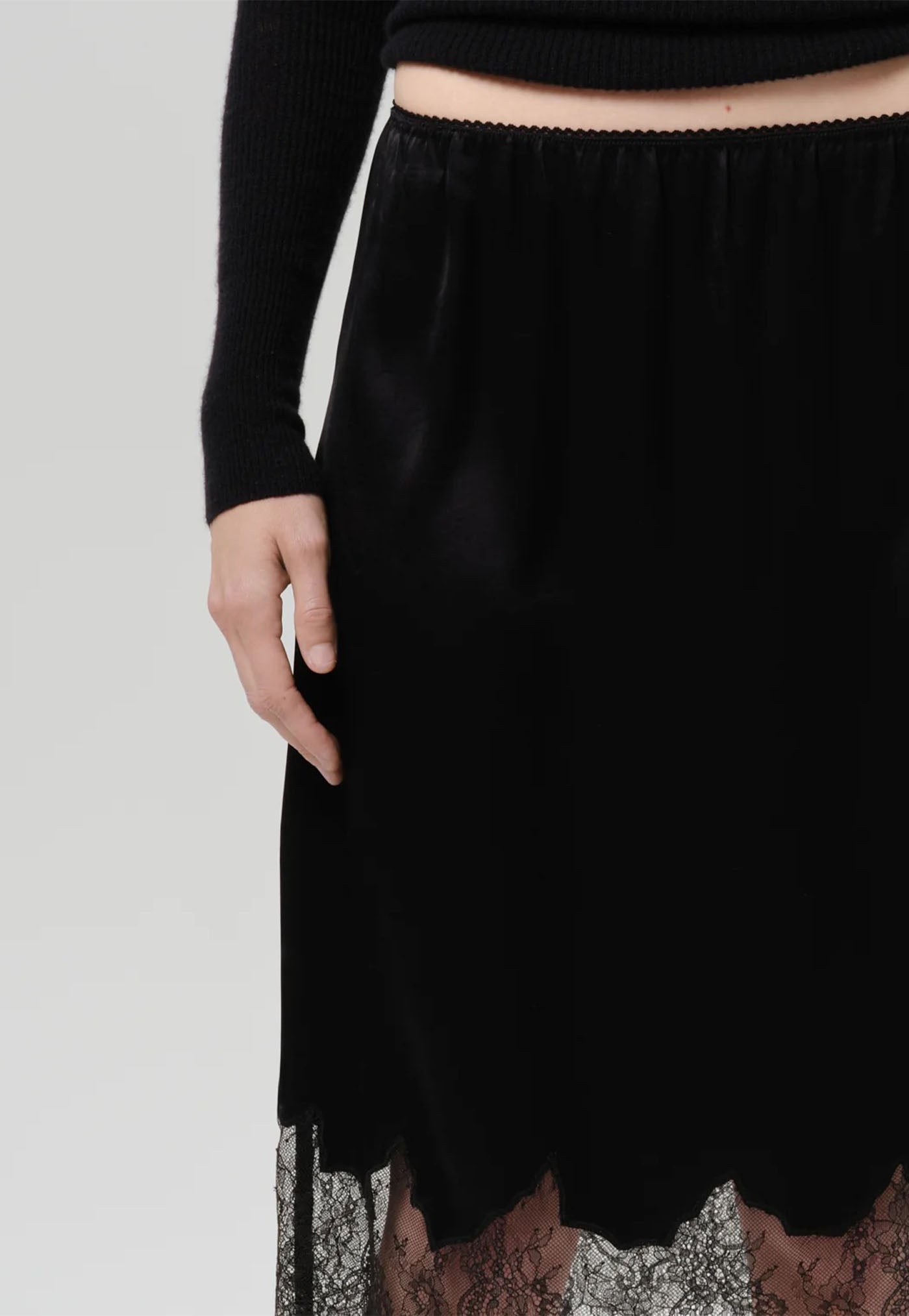 Lace Trimmed Skirt - Black