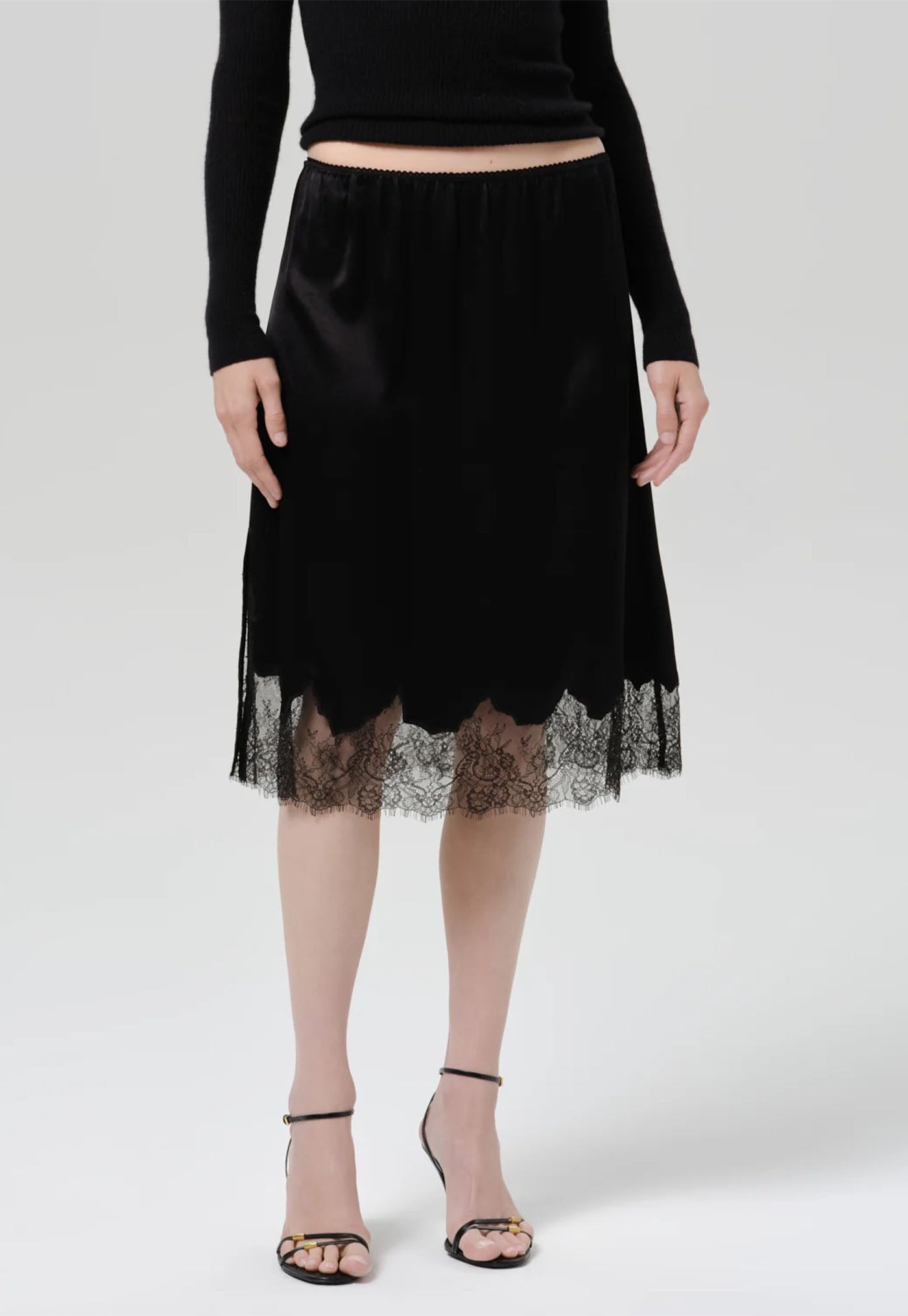 Lace Trimmed Skirt - Black