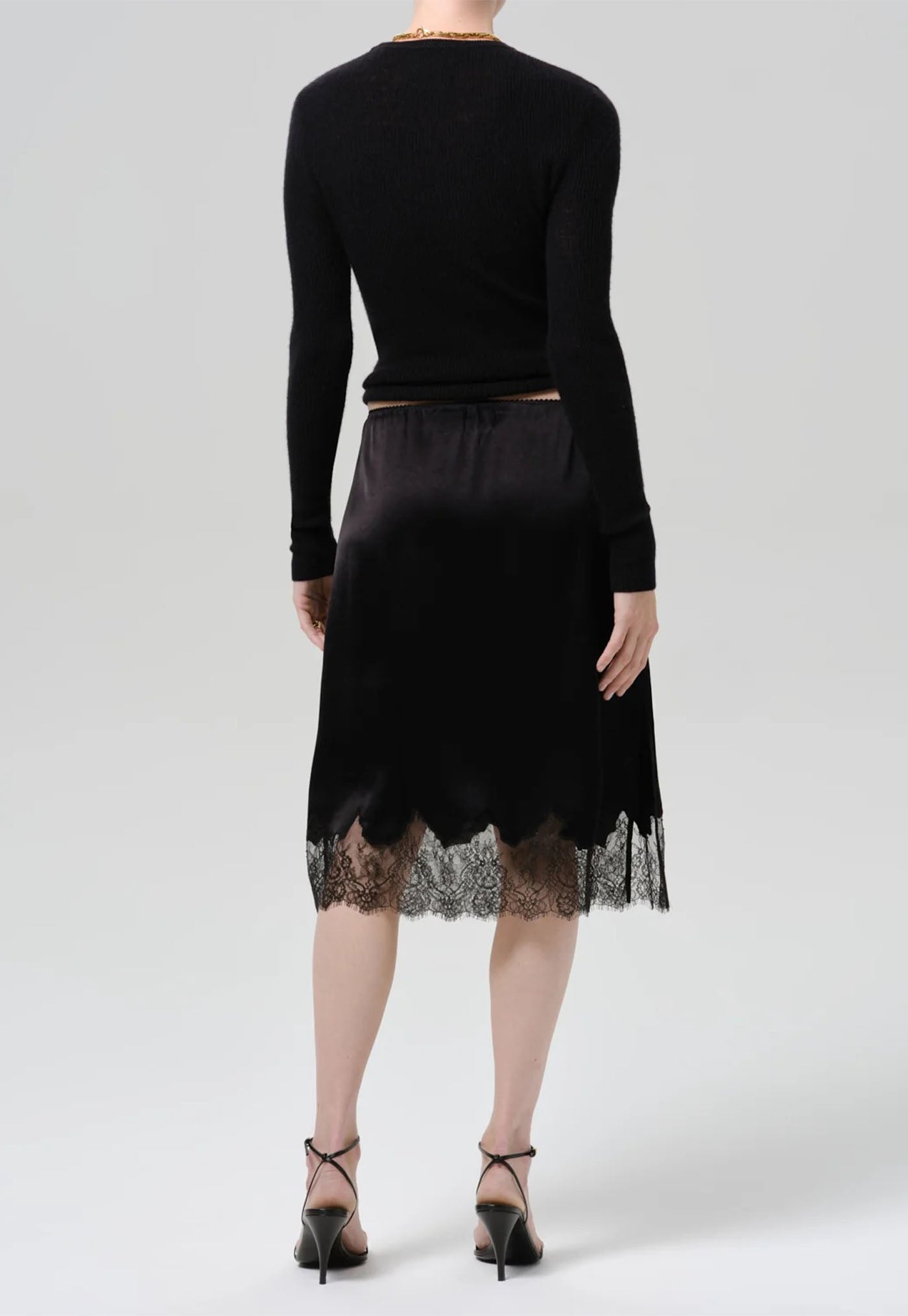 Lace Trimmed Skirt - Black