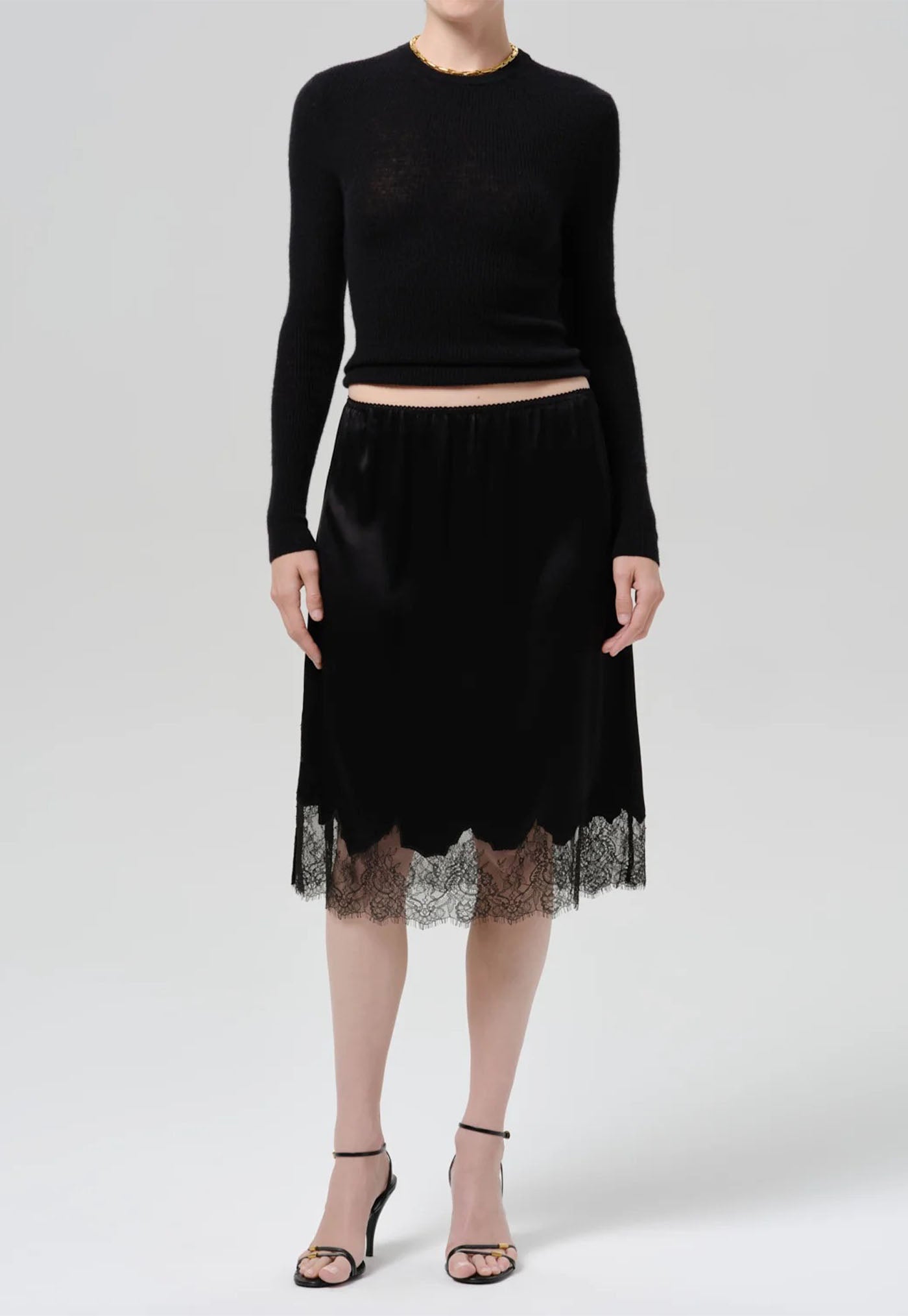 Lace Trimmed Skirt - Black