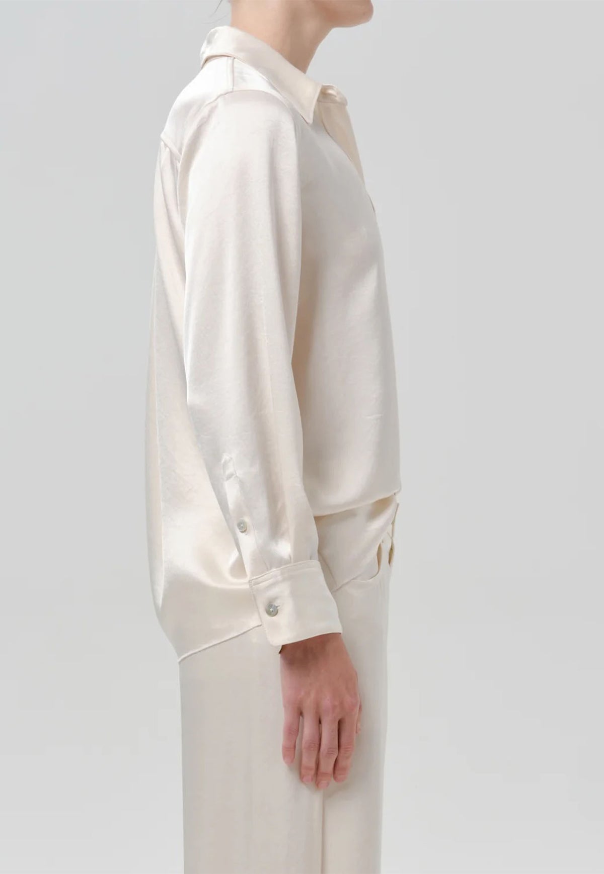 Tullah Japanese Hammered Satin Shirt - Cream