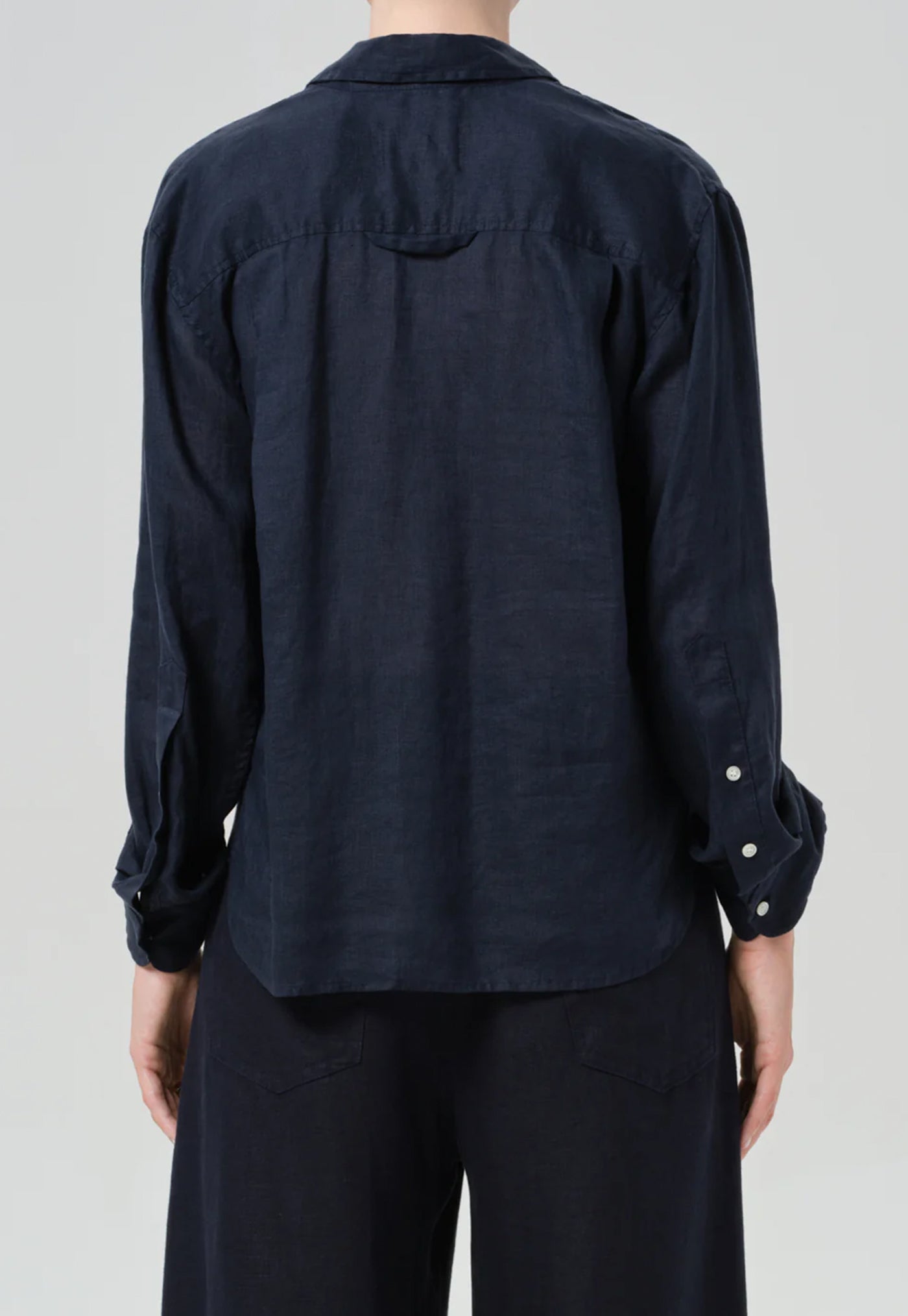 Kayla Shrunken Linen Shirt - True Navy