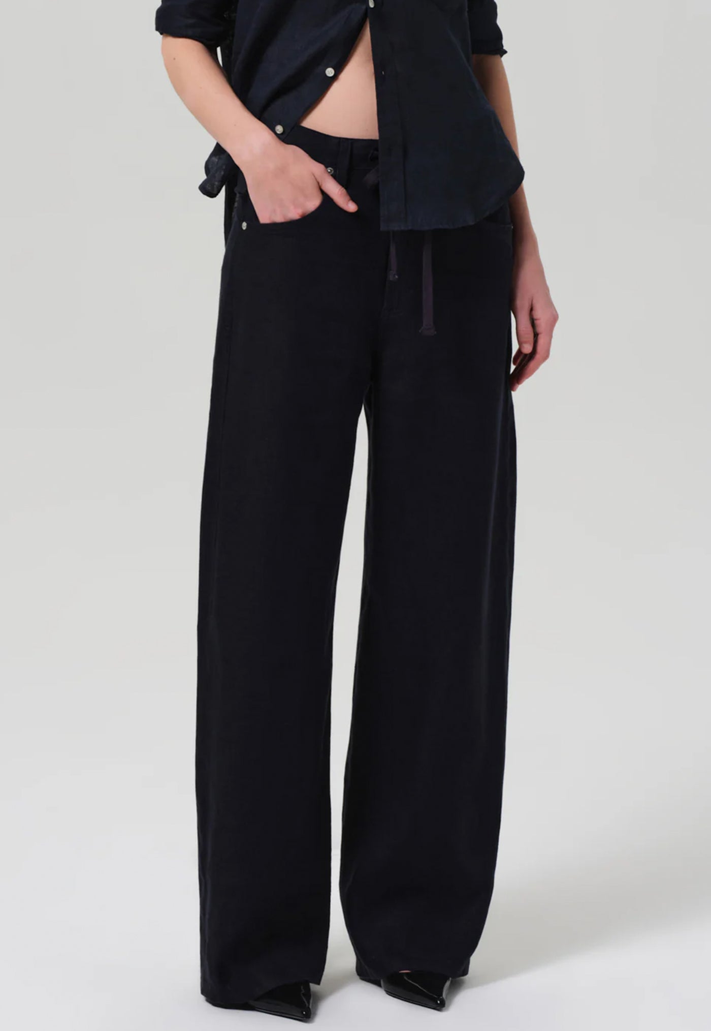 Brynn Drawstring Linen Trouser - True Navy