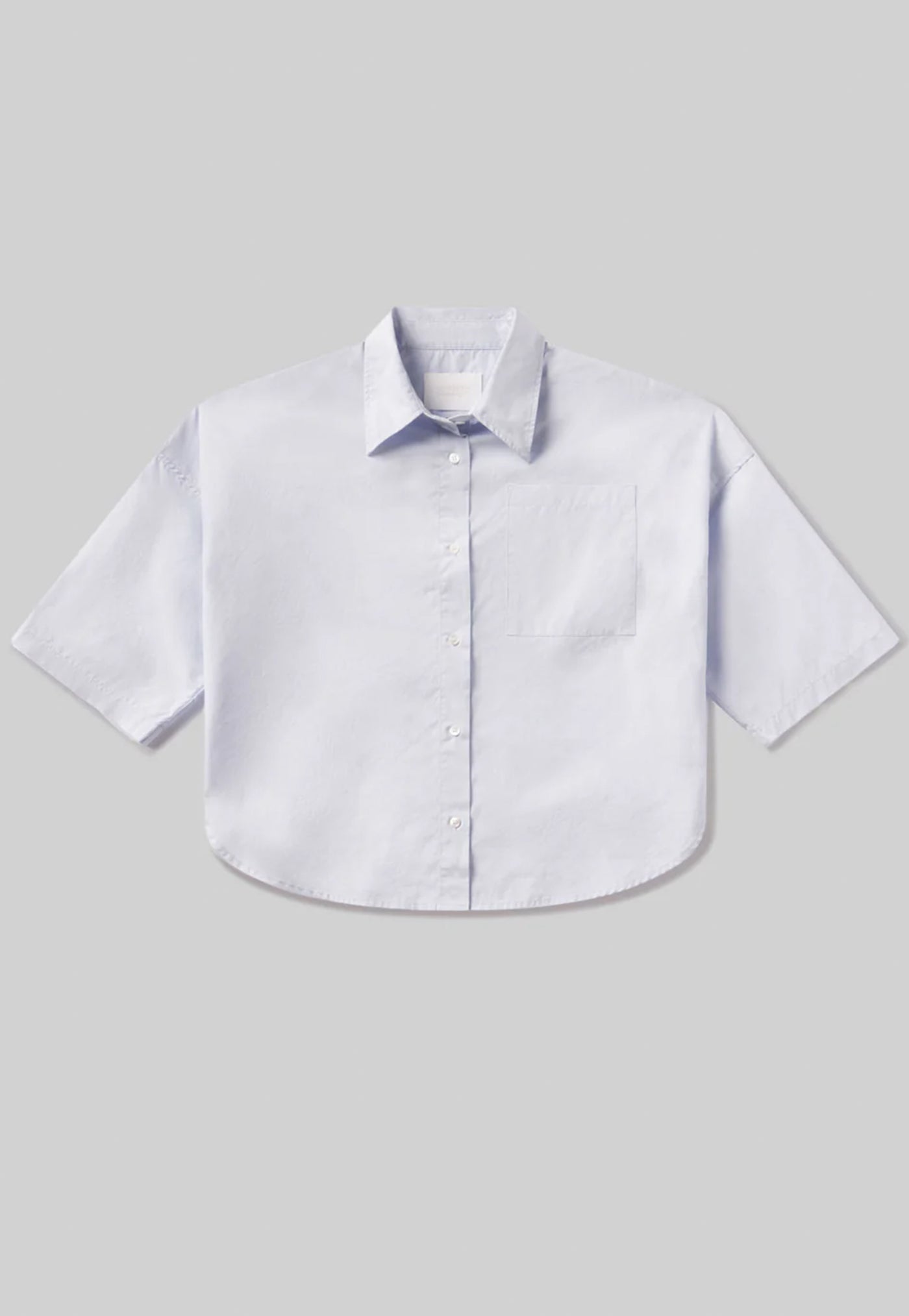 Frances Cropped Cape Button Up - Baby Blue