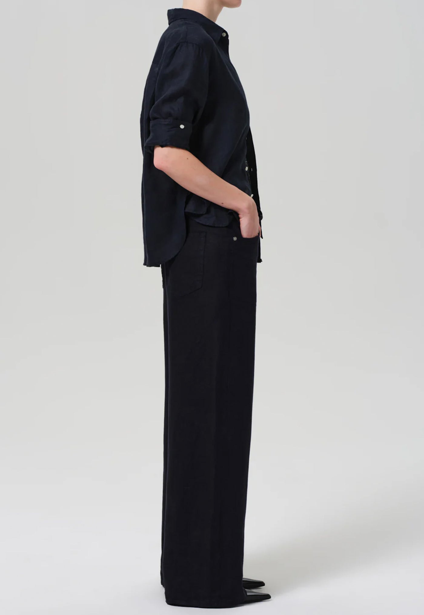 Brynn Drawstring Linen Trouser - True Navy
