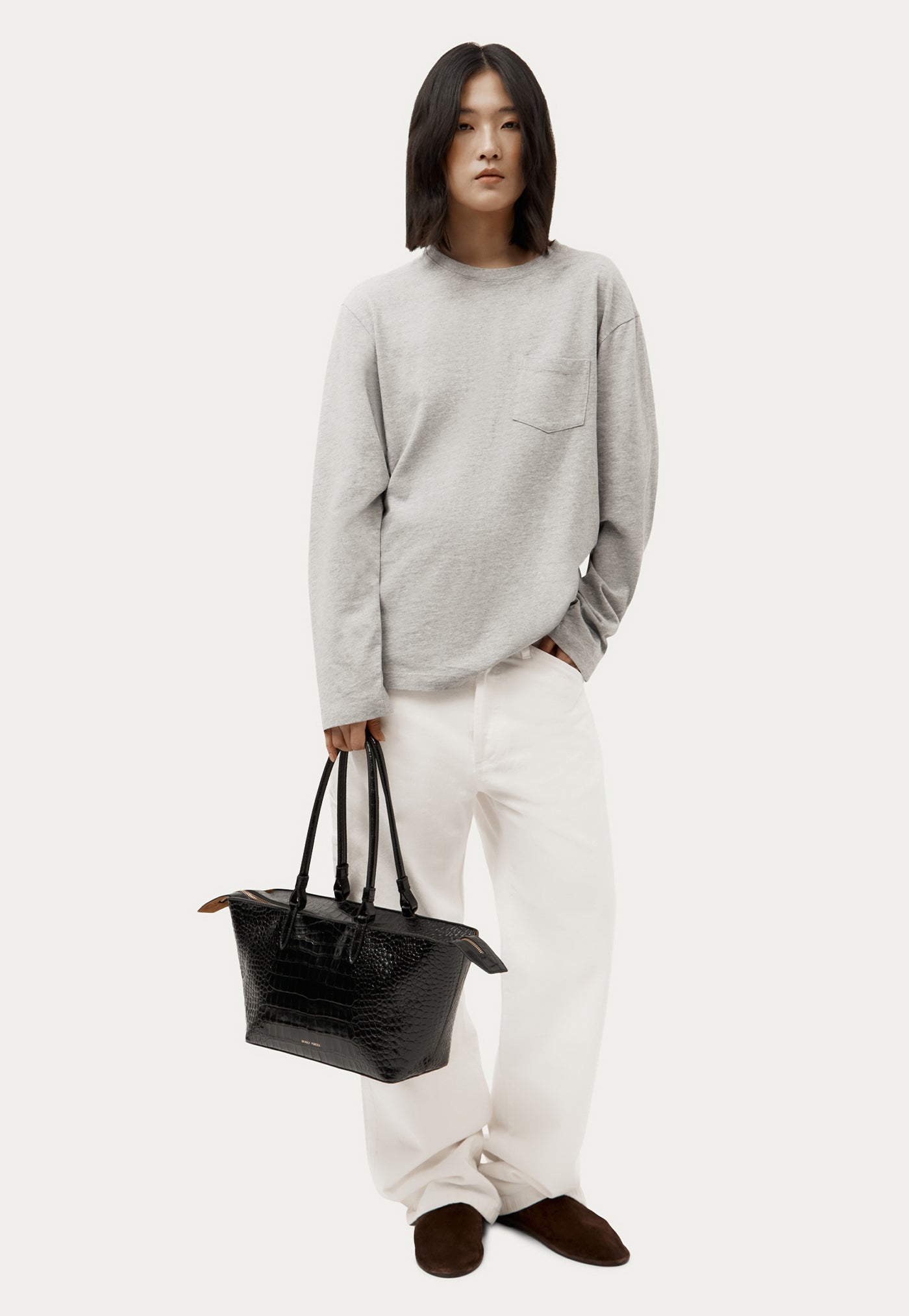 Medium Bandit Tote - Black Croc