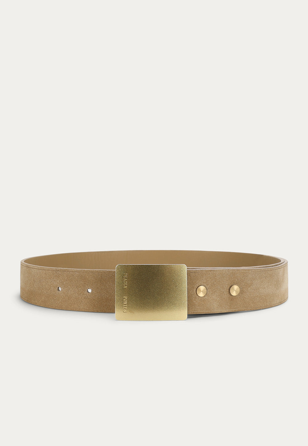 Wide Belt - Rectangle Oat Suede/Brass