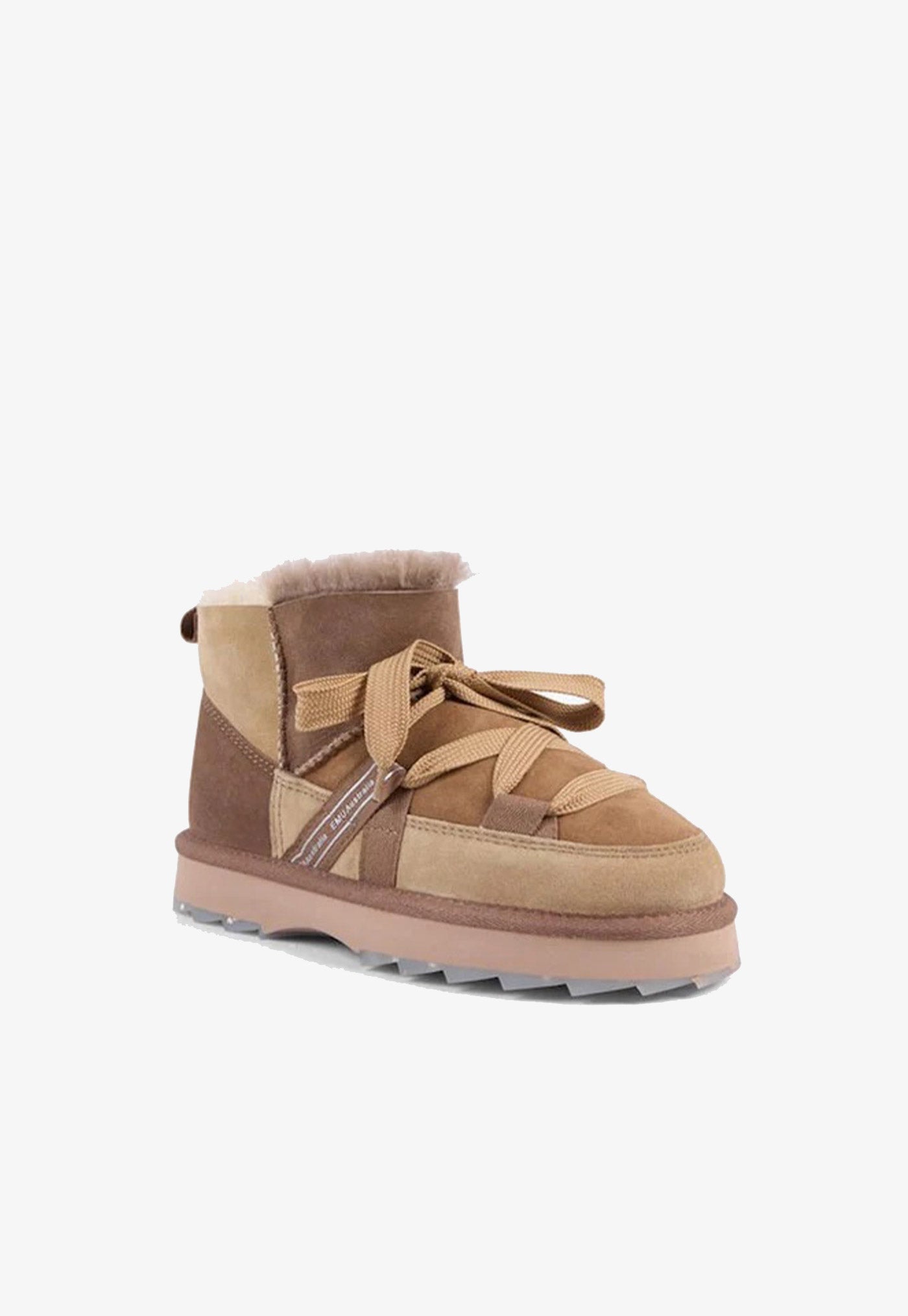 Blurred Patchwork Sheepskin Boot - Mushroom