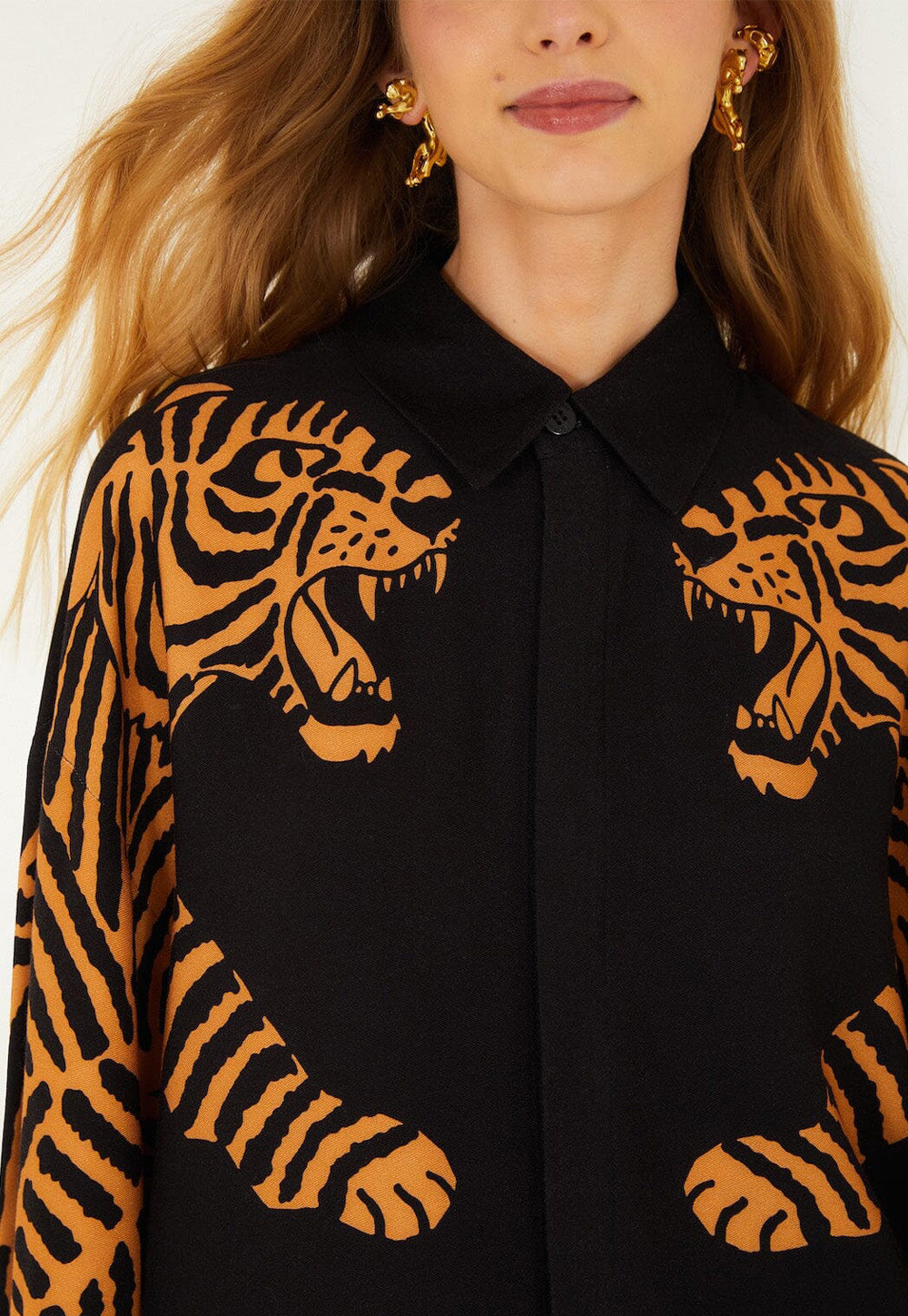 Black Tiger Long Sleeve Shirt - Black