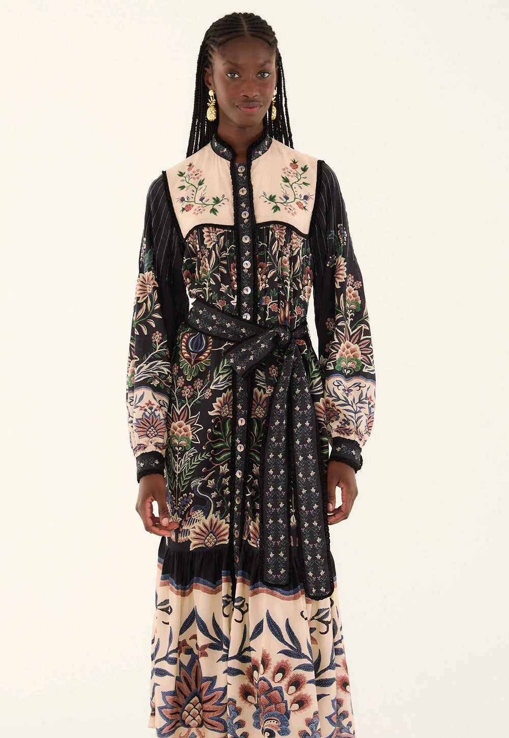 Marvelous Garden Long Sleeve Maxi Dress - Black