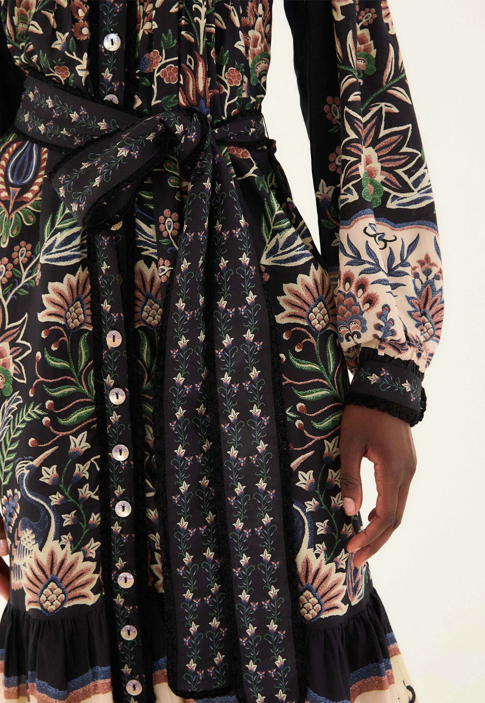 Marvelous Garden Long Sleeve Maxi Dress - Black