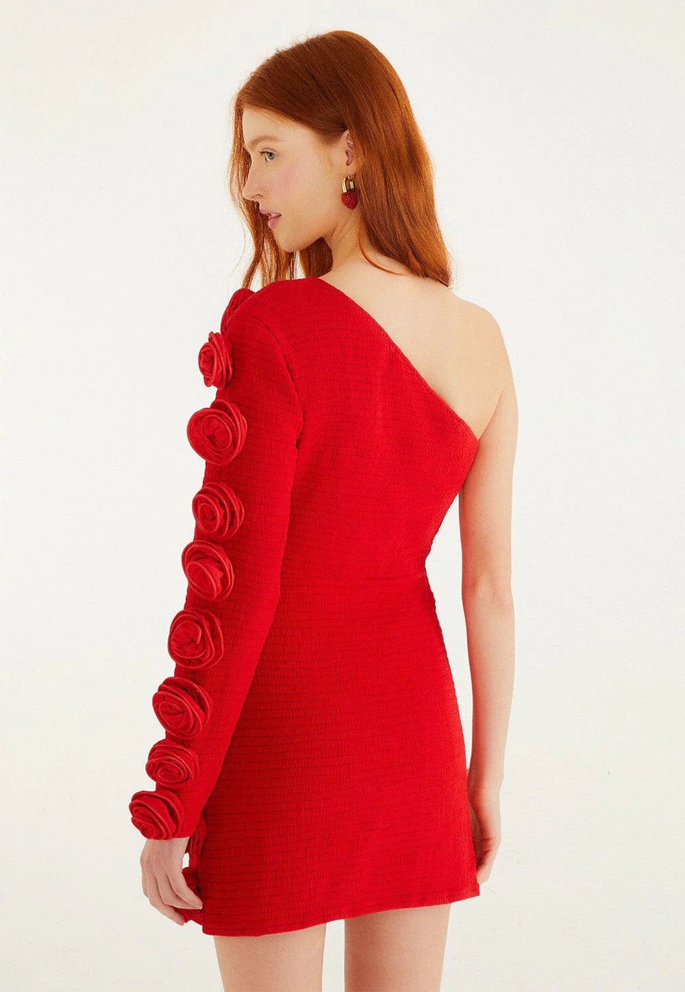 One Shoulder Mini Dress - Red