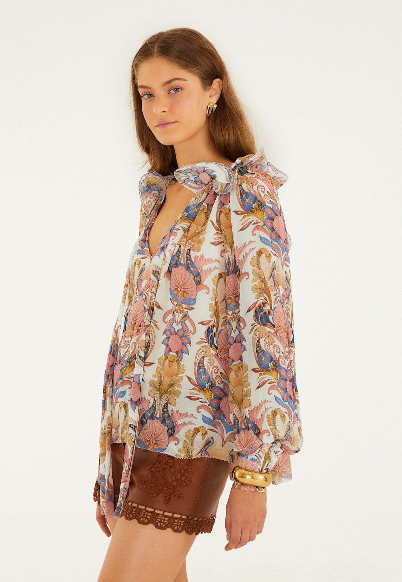 Sea Garden Long Sleeve Blouse - Off White