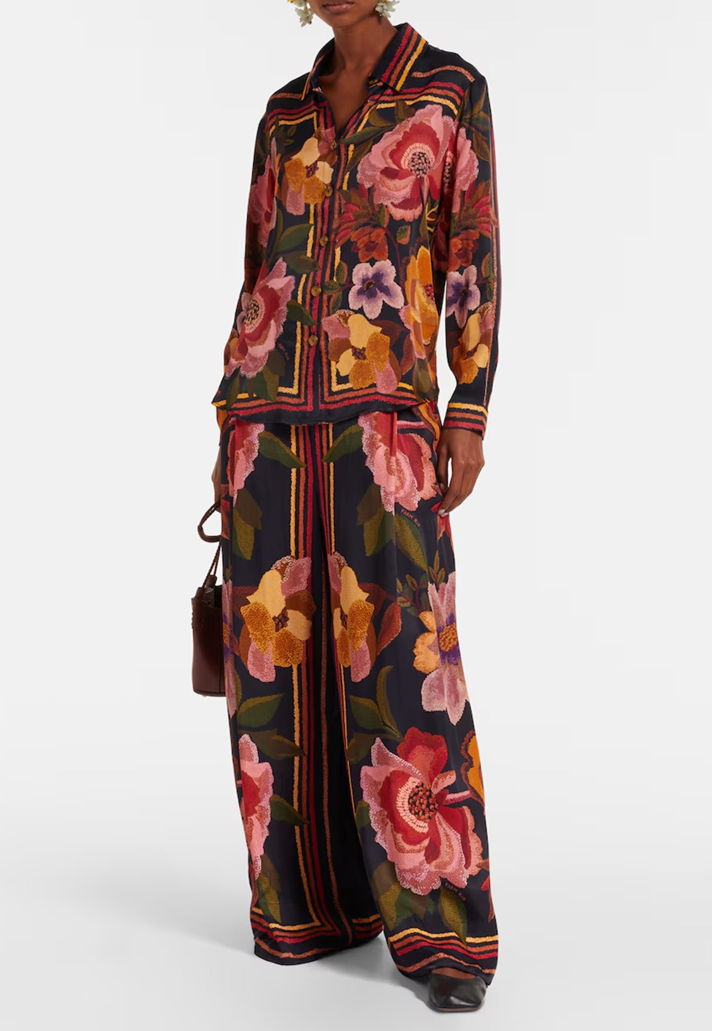 Chenille Flowers Pants - Black