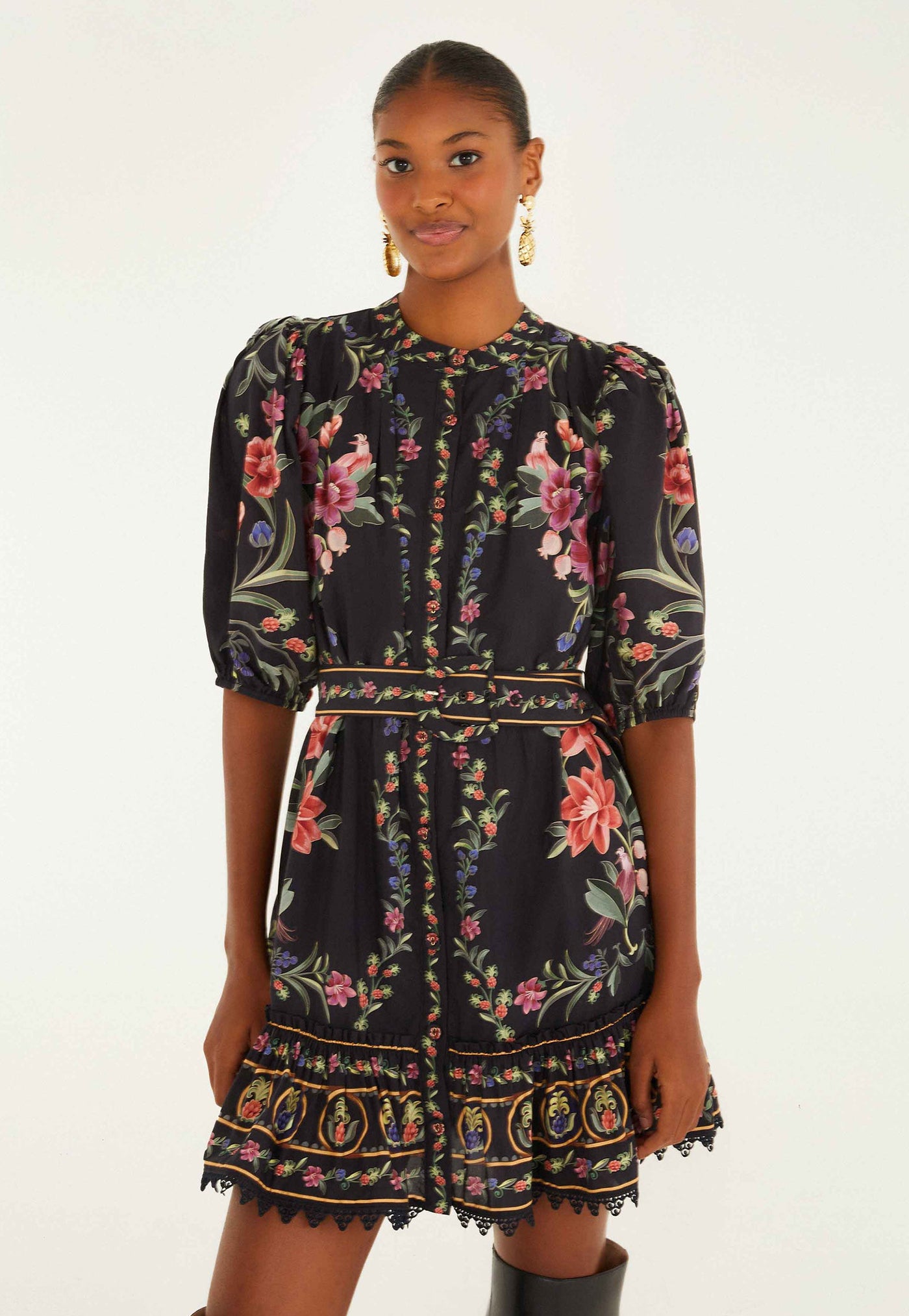 Belle Garden Mini Dress - Black