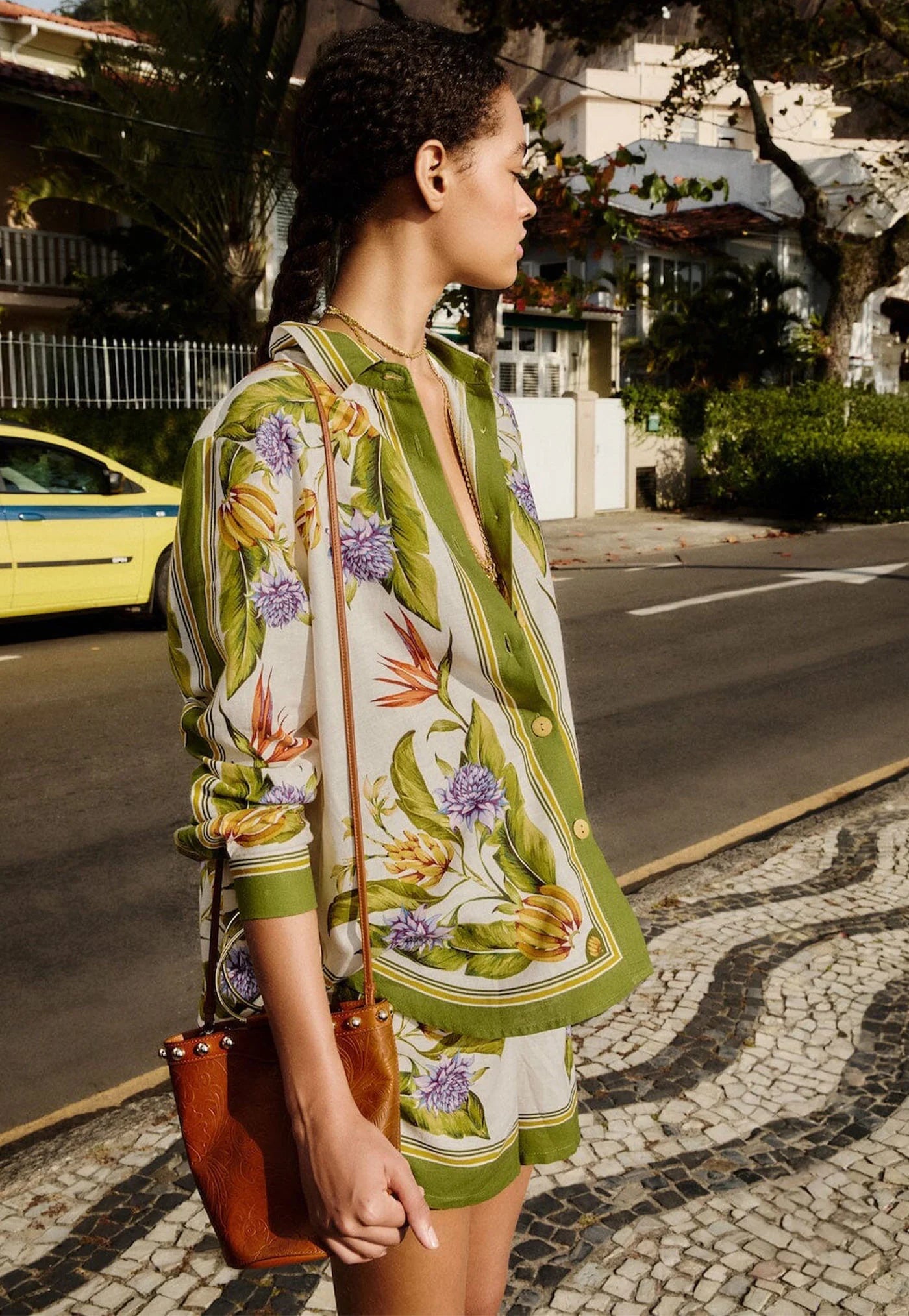 Tropical Scarf Sand Shirt - Green