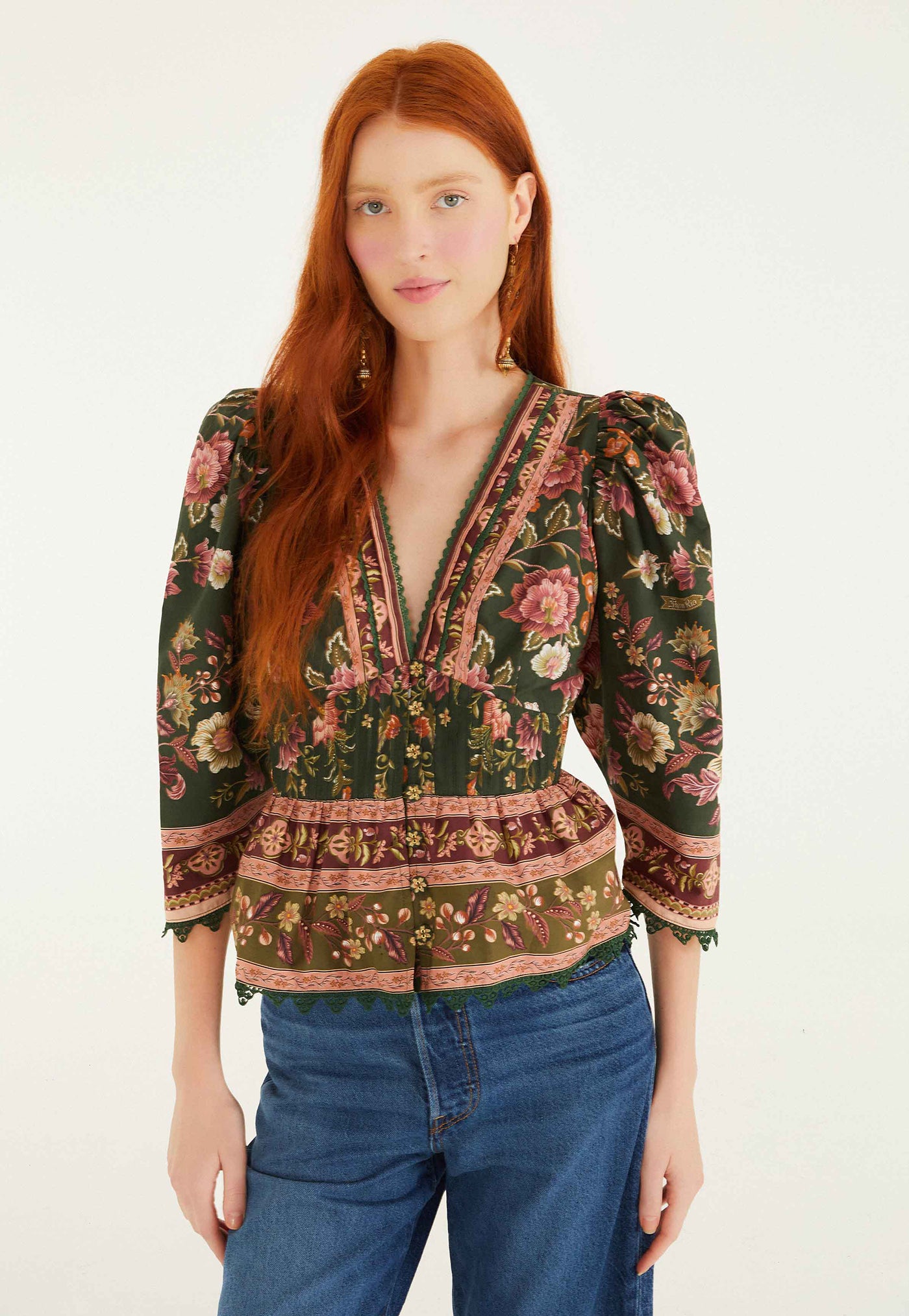 Flowering Garden Blouse - Tree Green