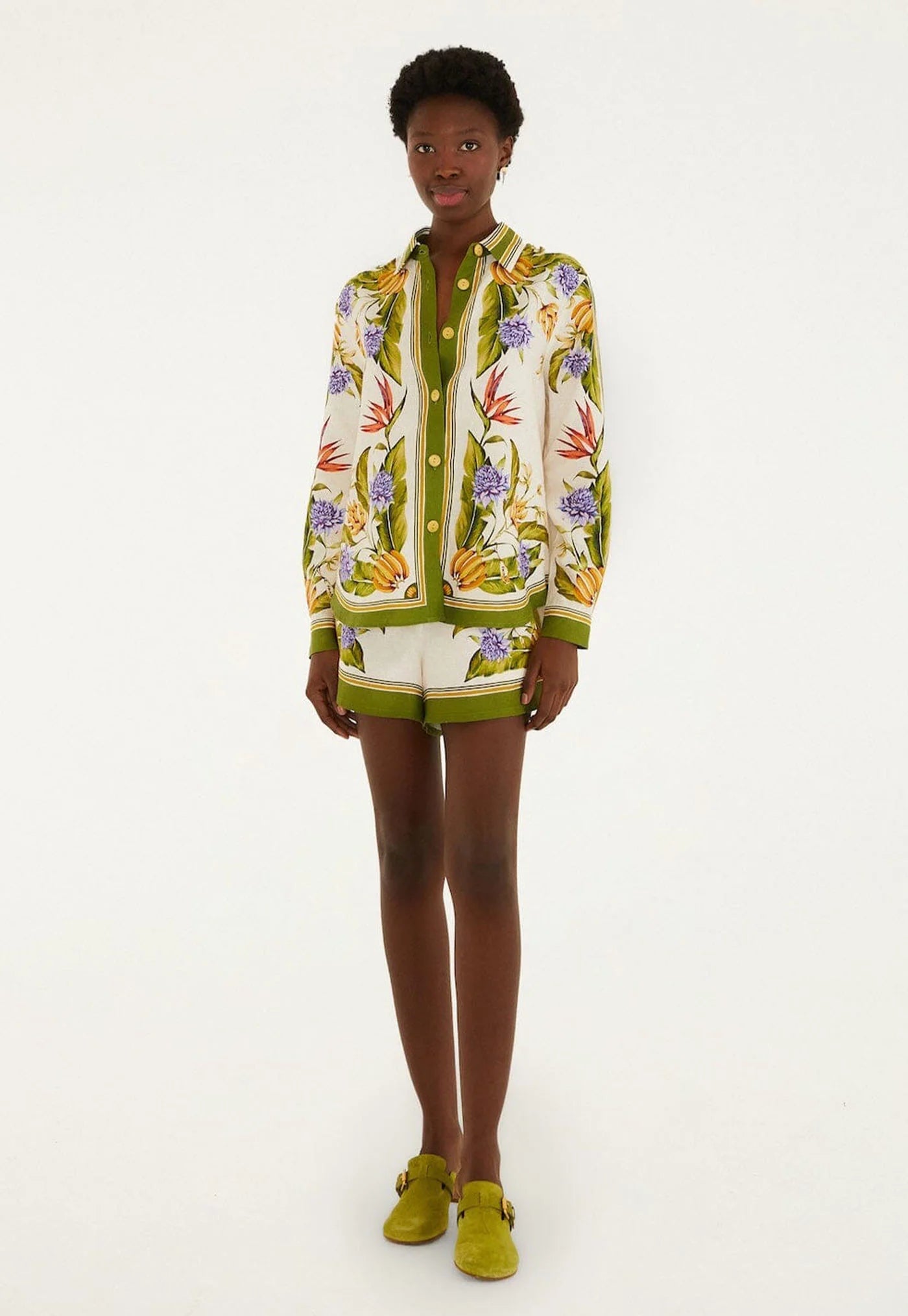 Tropical Scarf Sand Shirt - Green