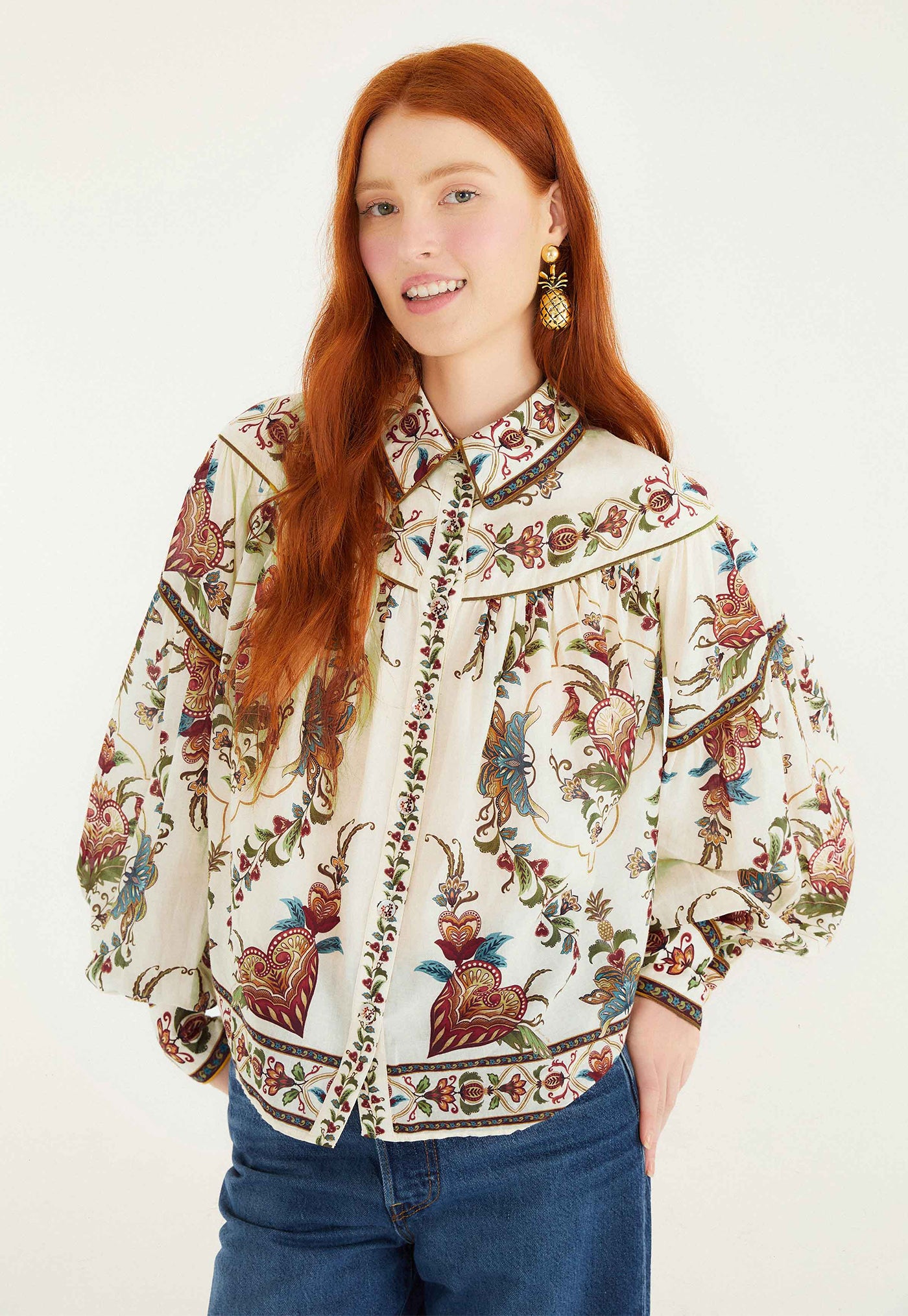 Majestic Hearts Blouse - Cream