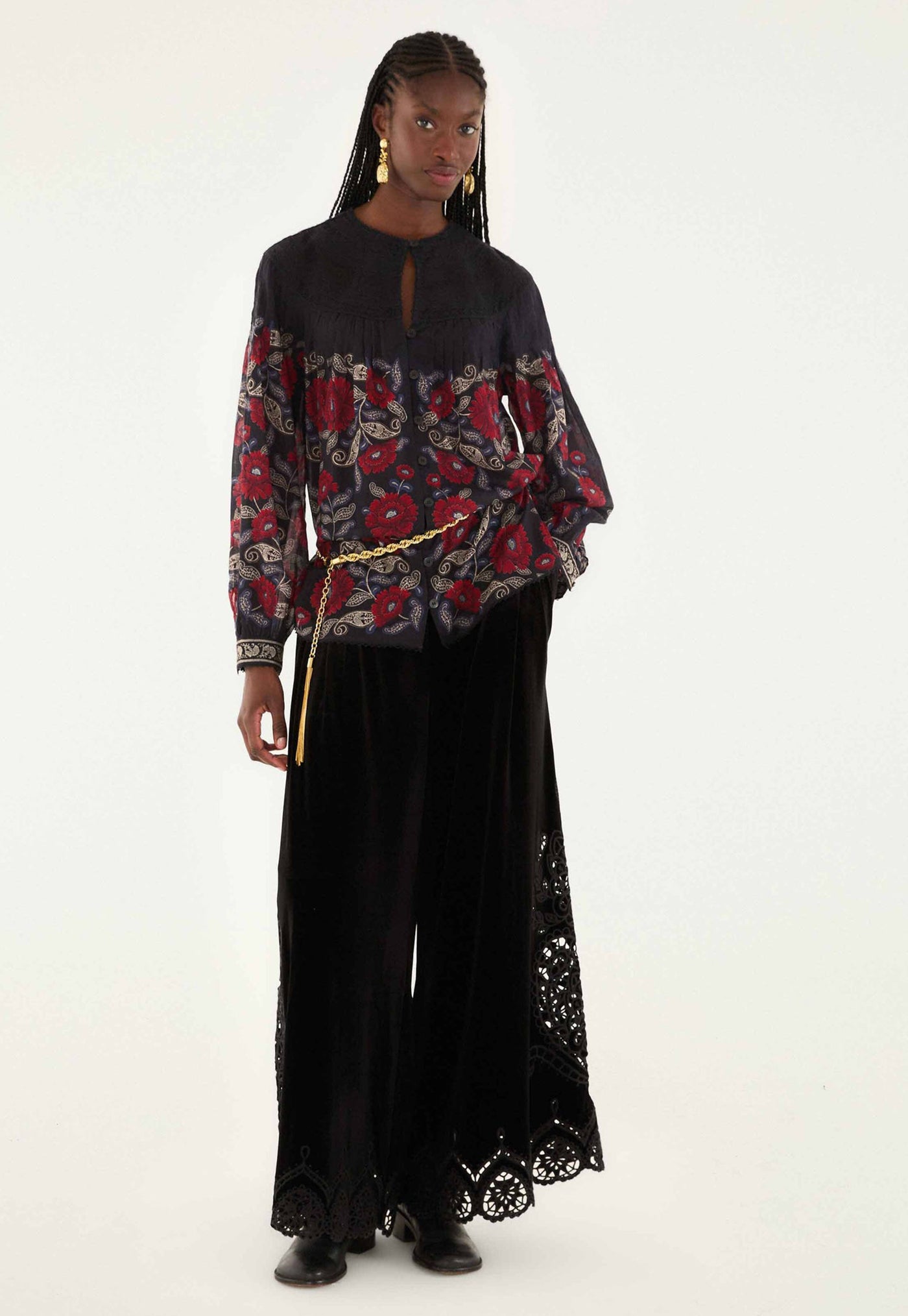Valentina Long Sleeve Blouse - Black