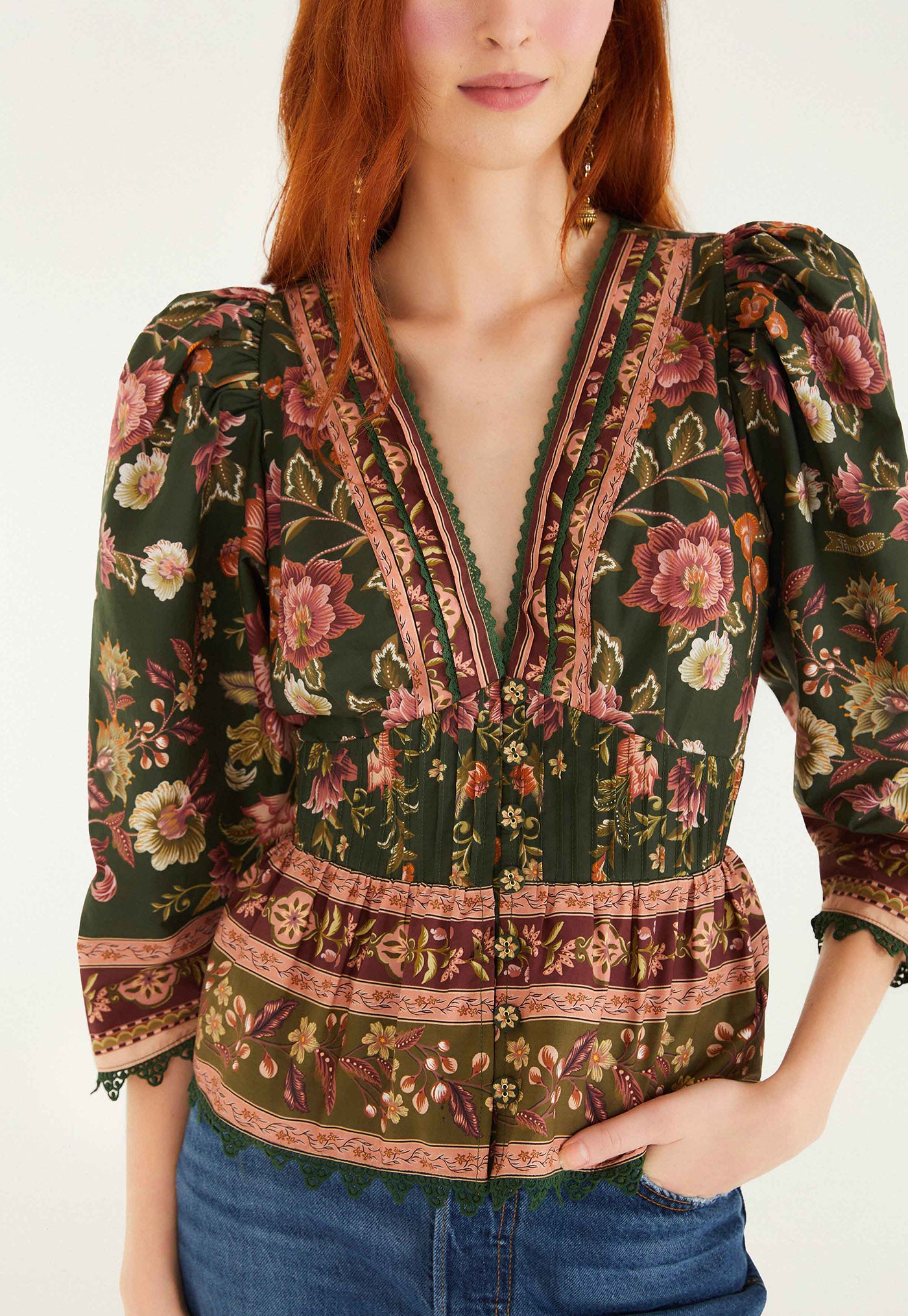 Flowering Garden Blouse - Tree Green
