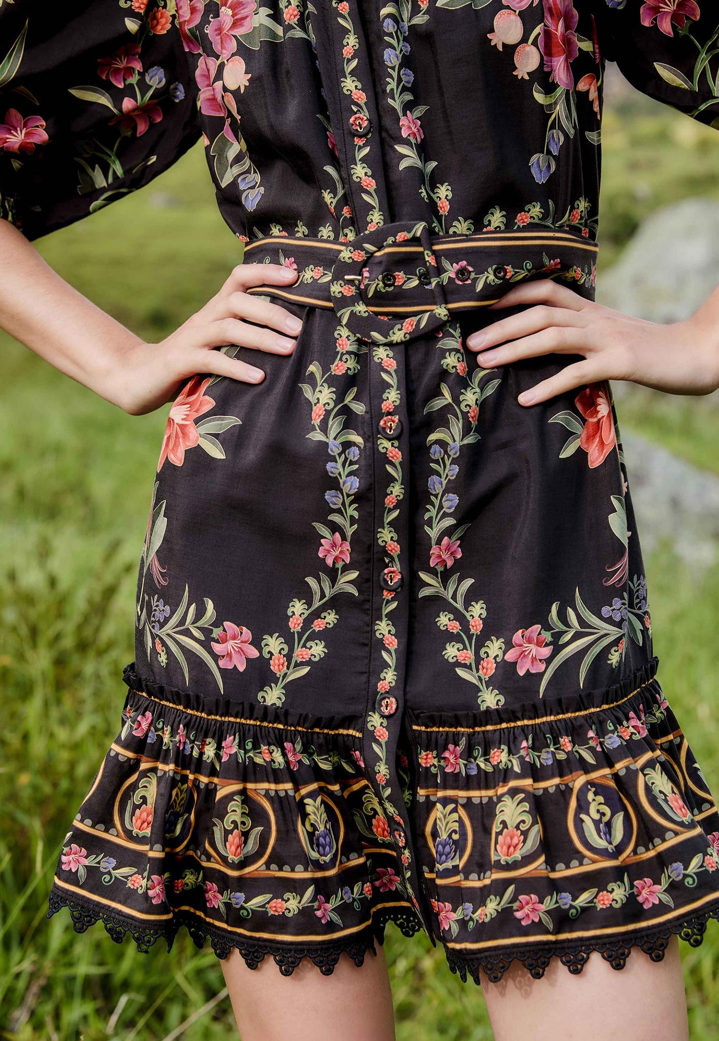 Belle Garden Mini Dress - Black