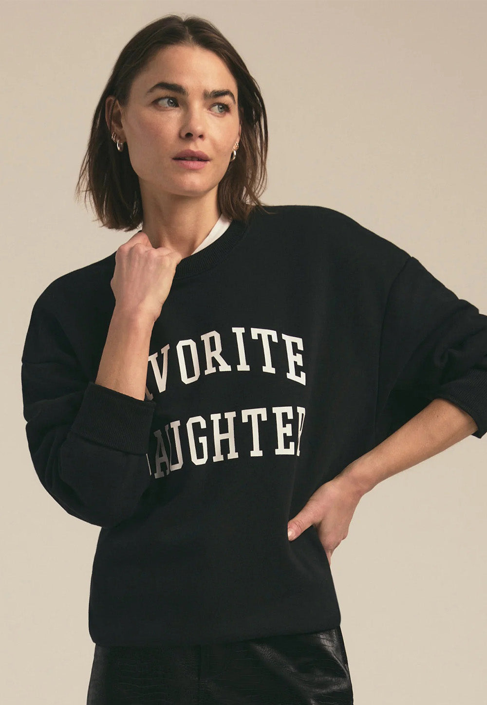 Collegiate Sweatshirt - Black w/ White