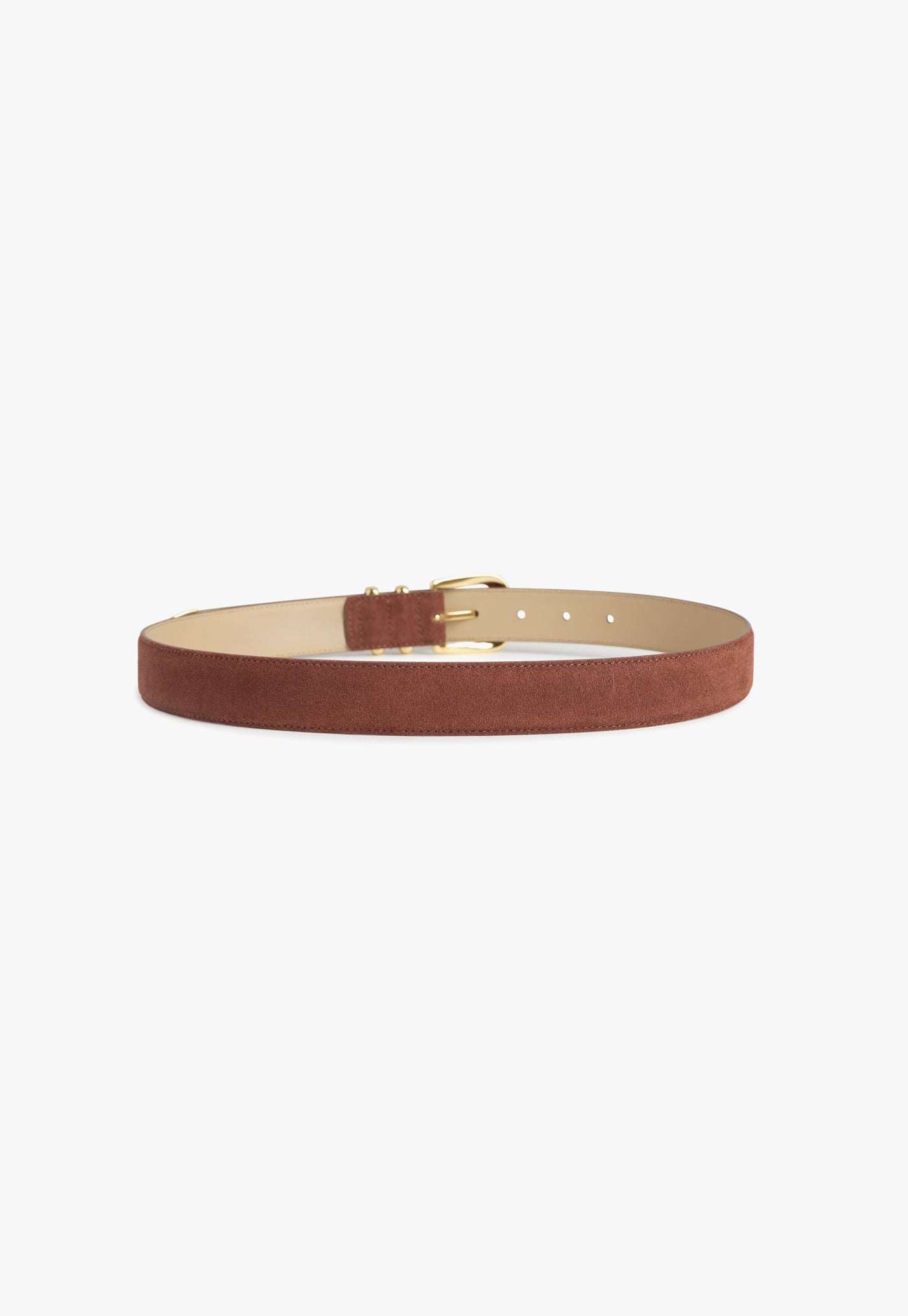 The Suede Jordan Belt - Tan/Polished Gold