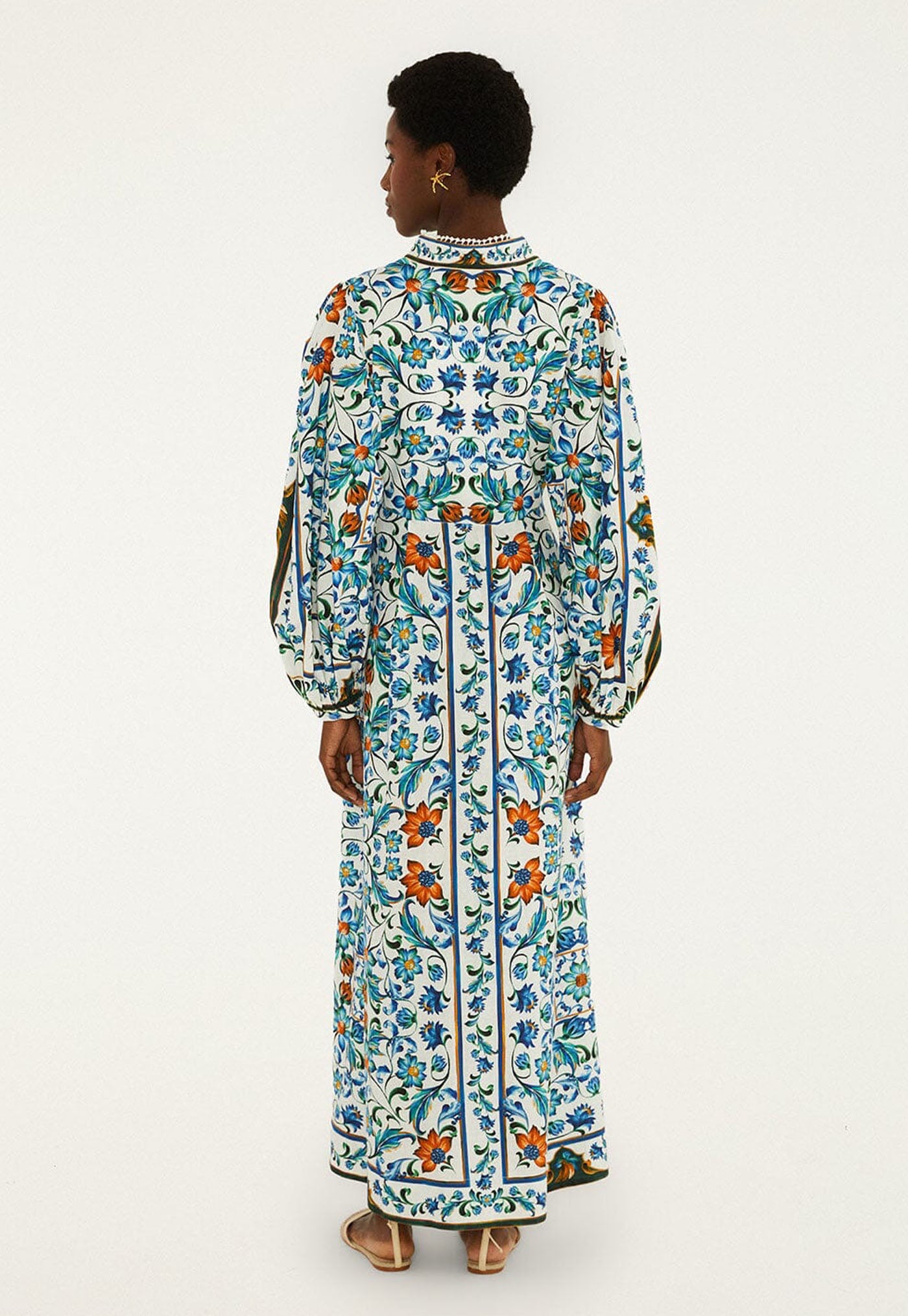Flora Tile Maxi Dress - Off-White