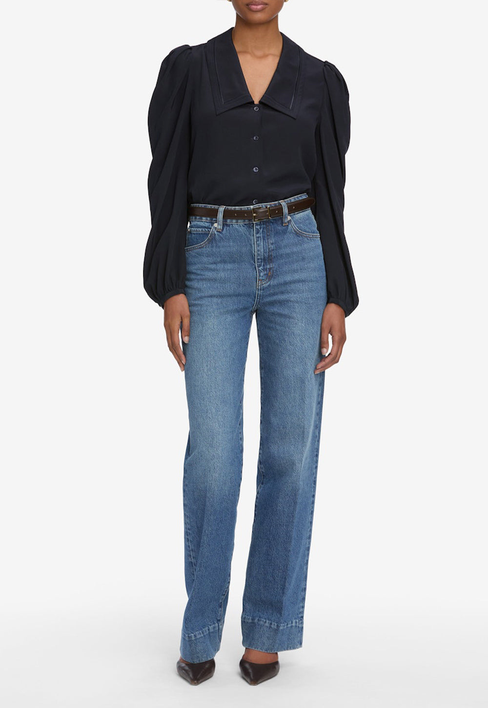 The Long Sleeve Sailor Blouse - Navy
