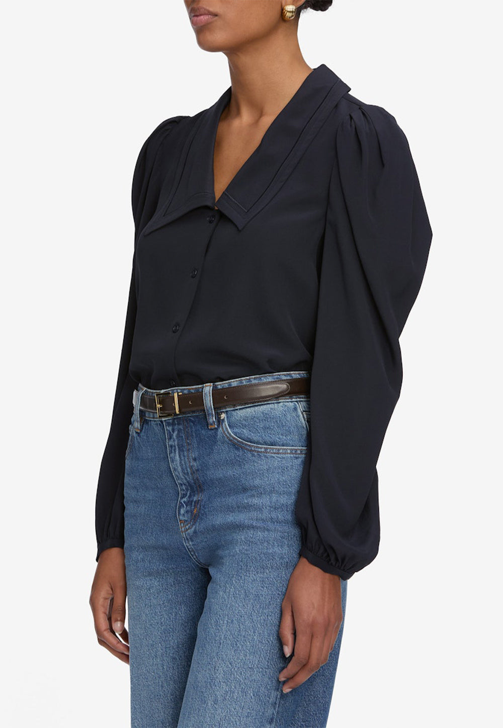 The Long Sleeve Sailor Blouse - Navy